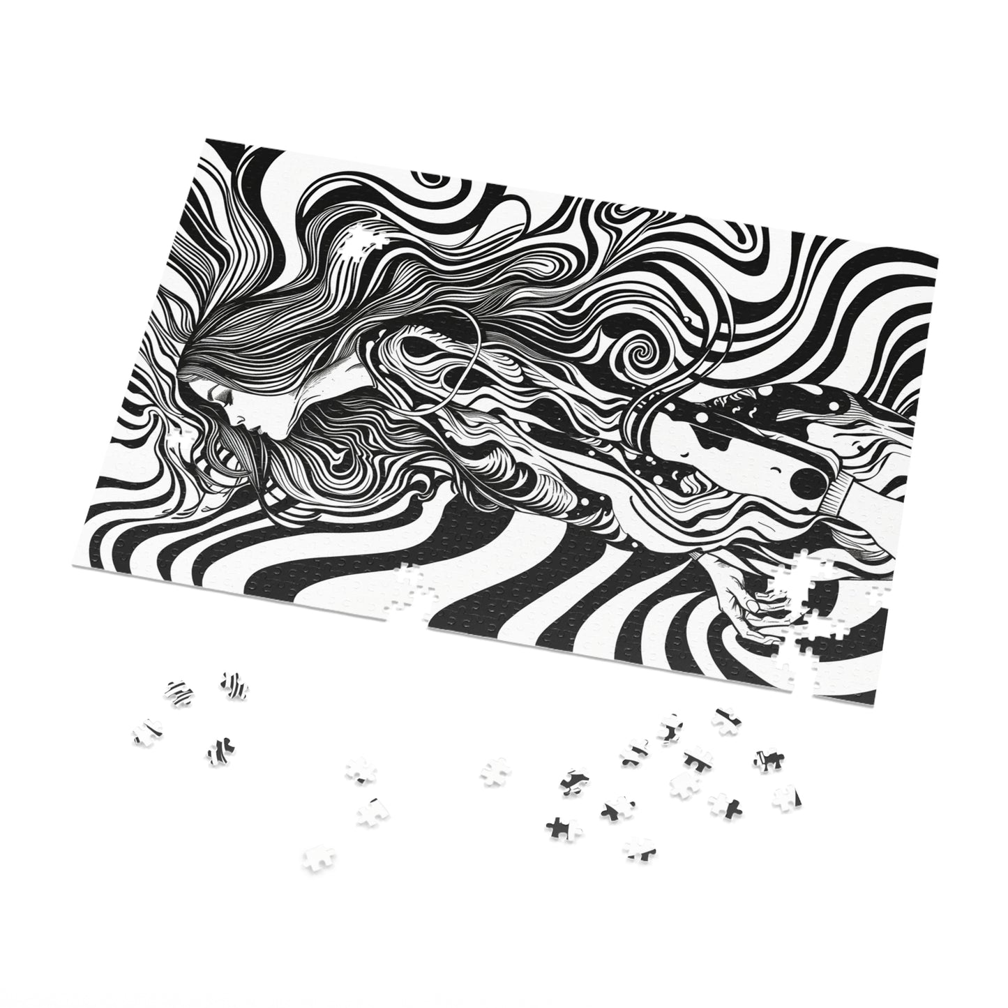 Black and White Disco Girl Jigsaw Puzzle (30, 110, 252, 500,1000-Piece)