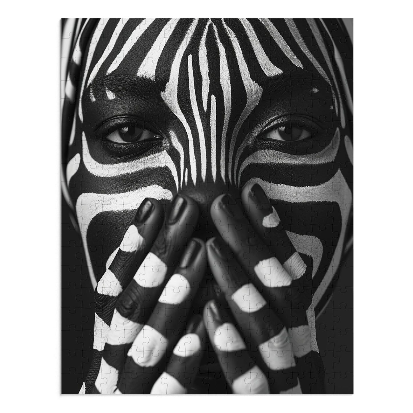 Black and White Zebra Painted Woman Jigsaw Puzzle (30, 110, 252, 500,1000-Piece)