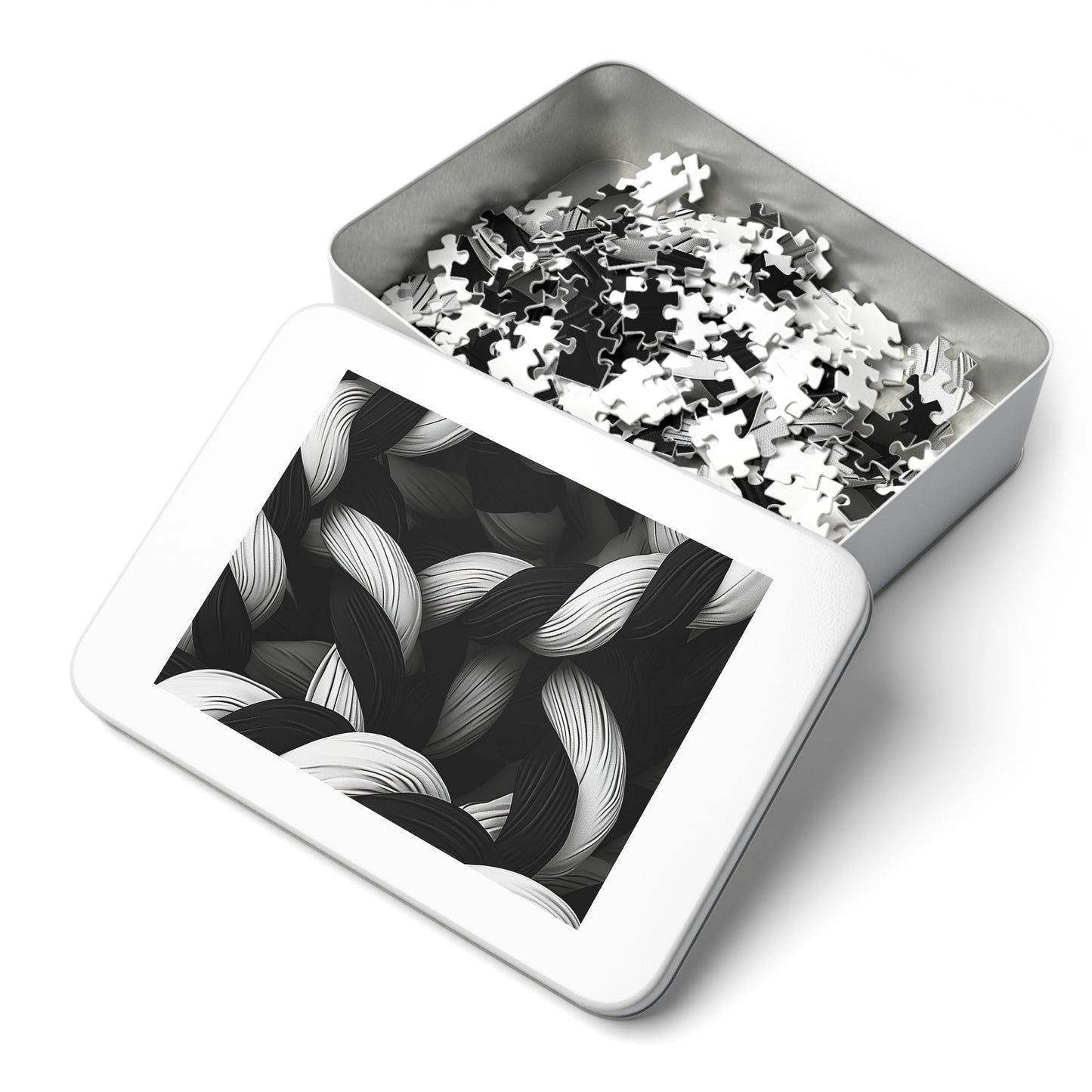 Black and White Twisted Rope Jigsaw Puzzle (30, 110, 252, 500,1000-Piece)
