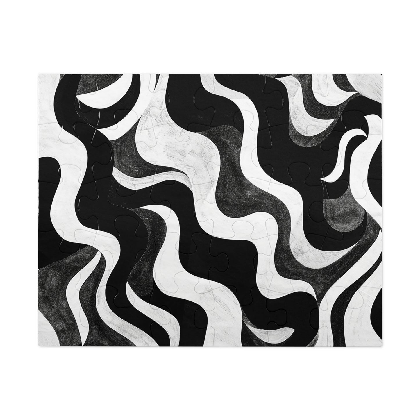 Black and White Waves Jigsaw Puzzle (30, 110, 252, 500,1000-Piece)