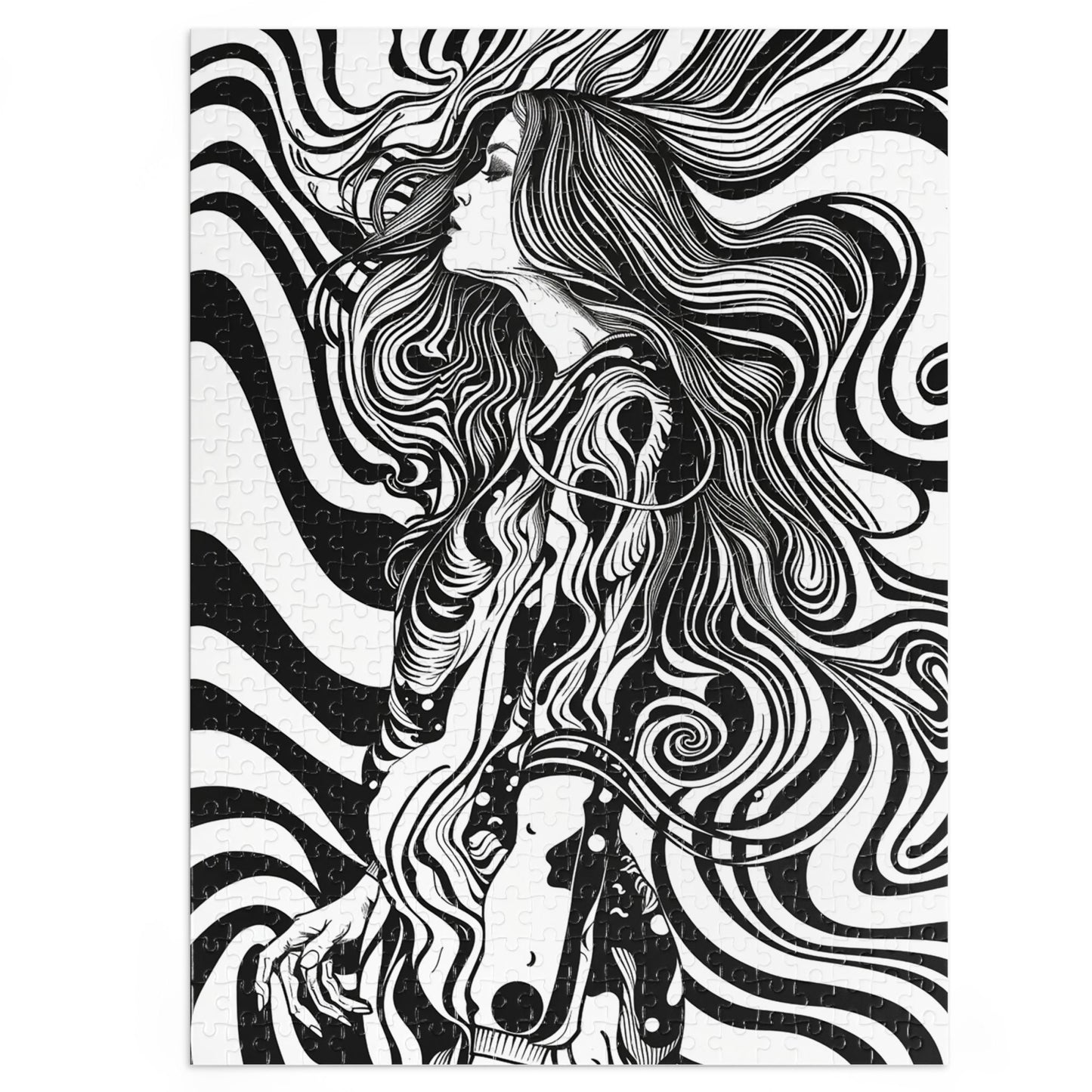 Black and White Disco Girl Jigsaw Puzzle (30, 110, 252, 500,1000-Piece)