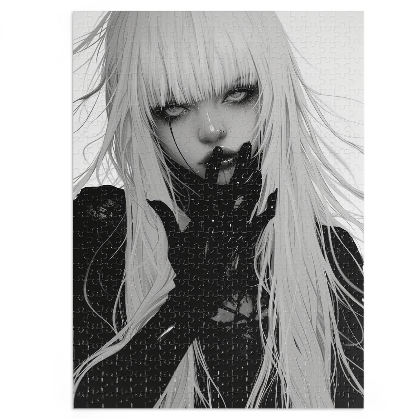 Black and White Anime Female Jigsaw Puzzle (30, 110, 252, 500,1000-Piece)