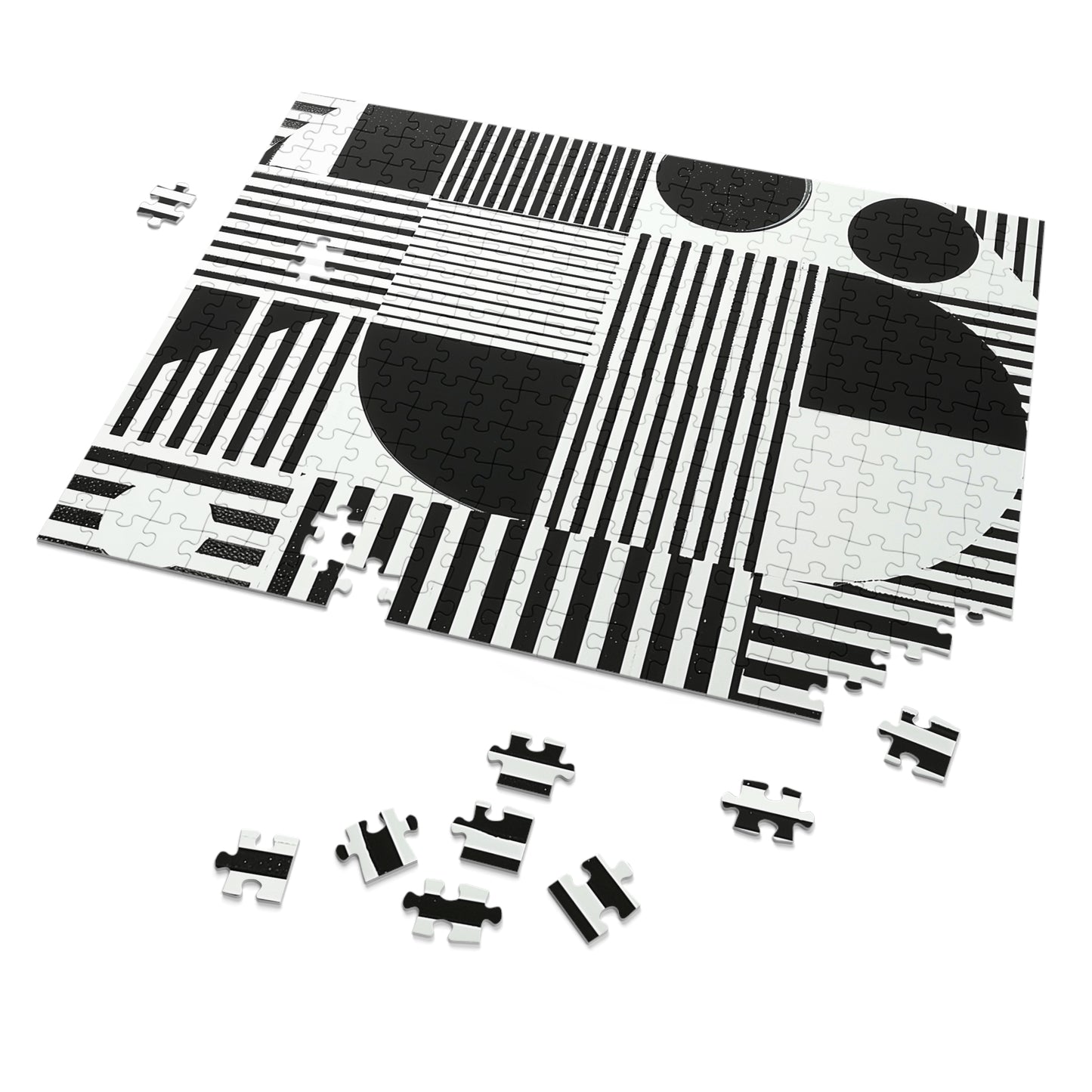 Black and White Geometric Design Jigsaw Puzzle (30, 110, 252, 500,1000-Piece)