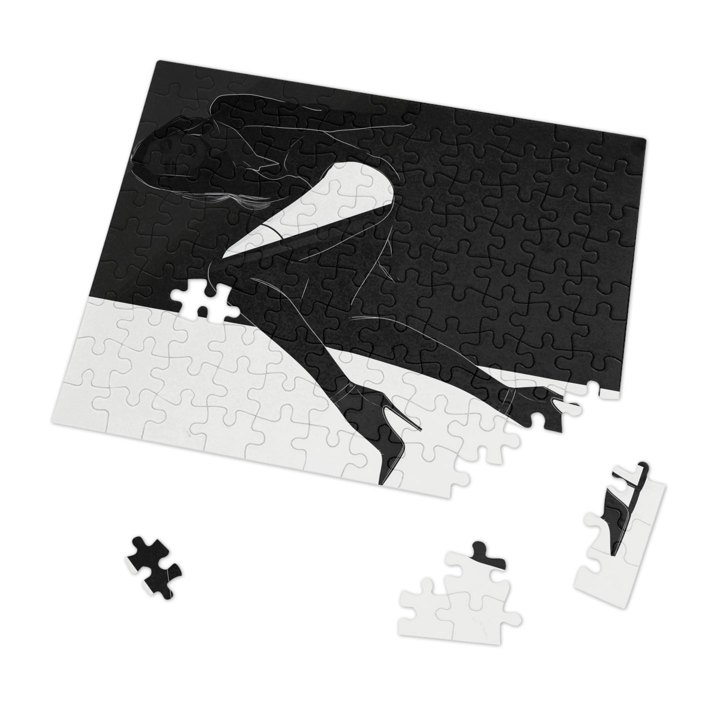 Black and White Female Fashion Jigsaw Puzzle (30, 110, 252, 500,1000-Piece)