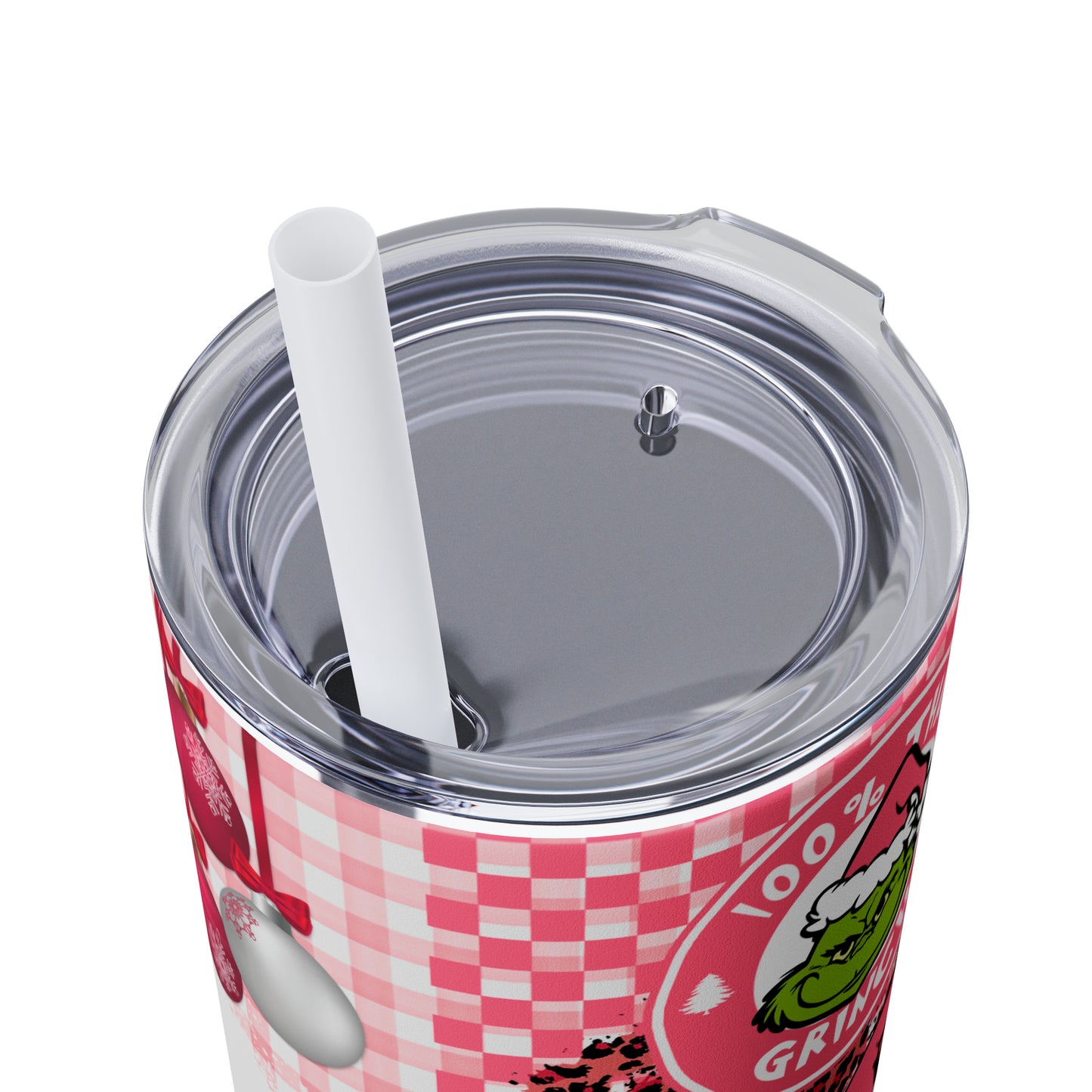 100% That Grinch! Skinny Tumbler with Straw, 20oz