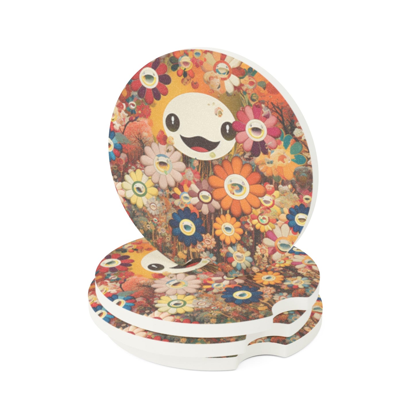 Flower Happy! Soapstone Car Coaster