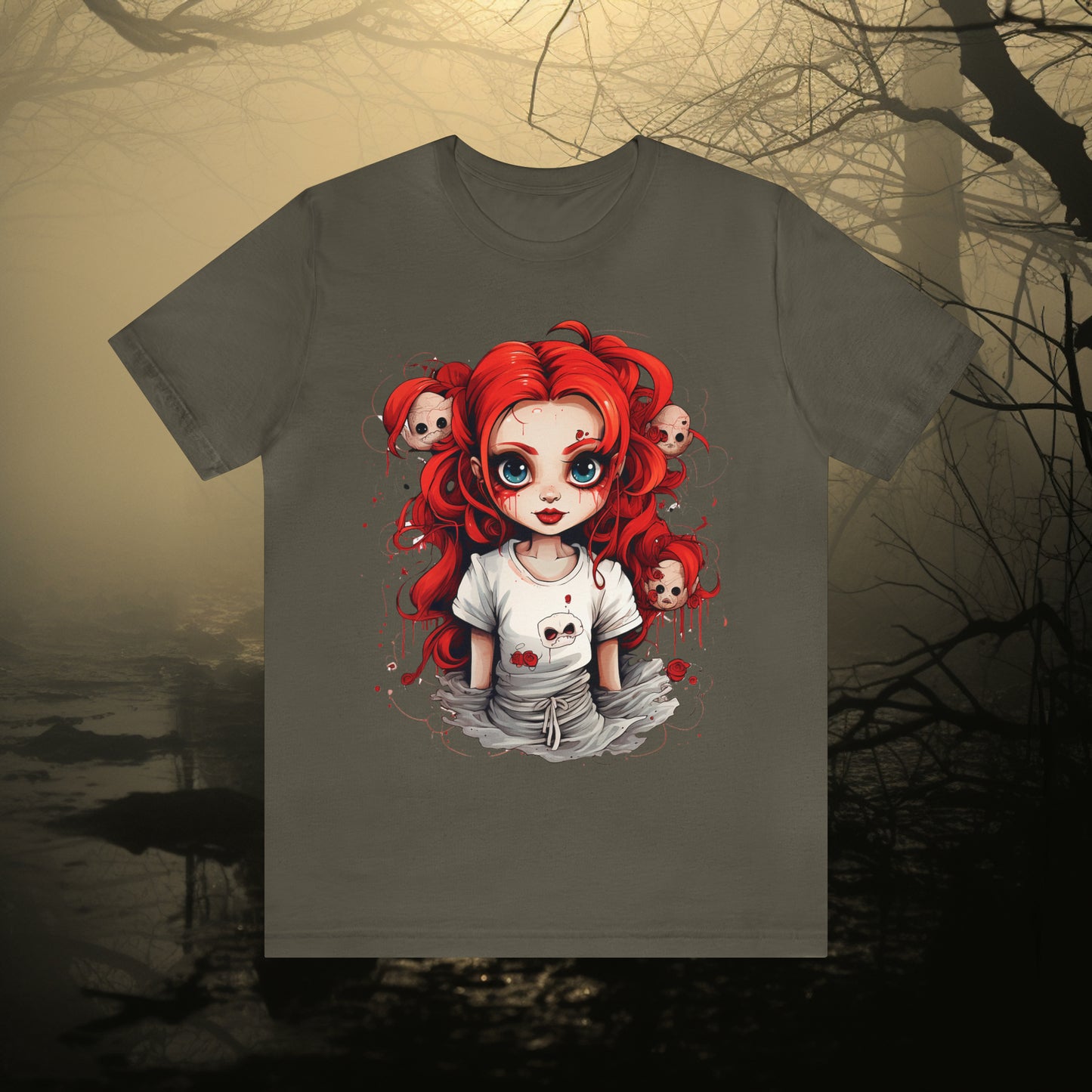 Creepy Doll Halloween Unisex Jersey Short Sleeve Tee