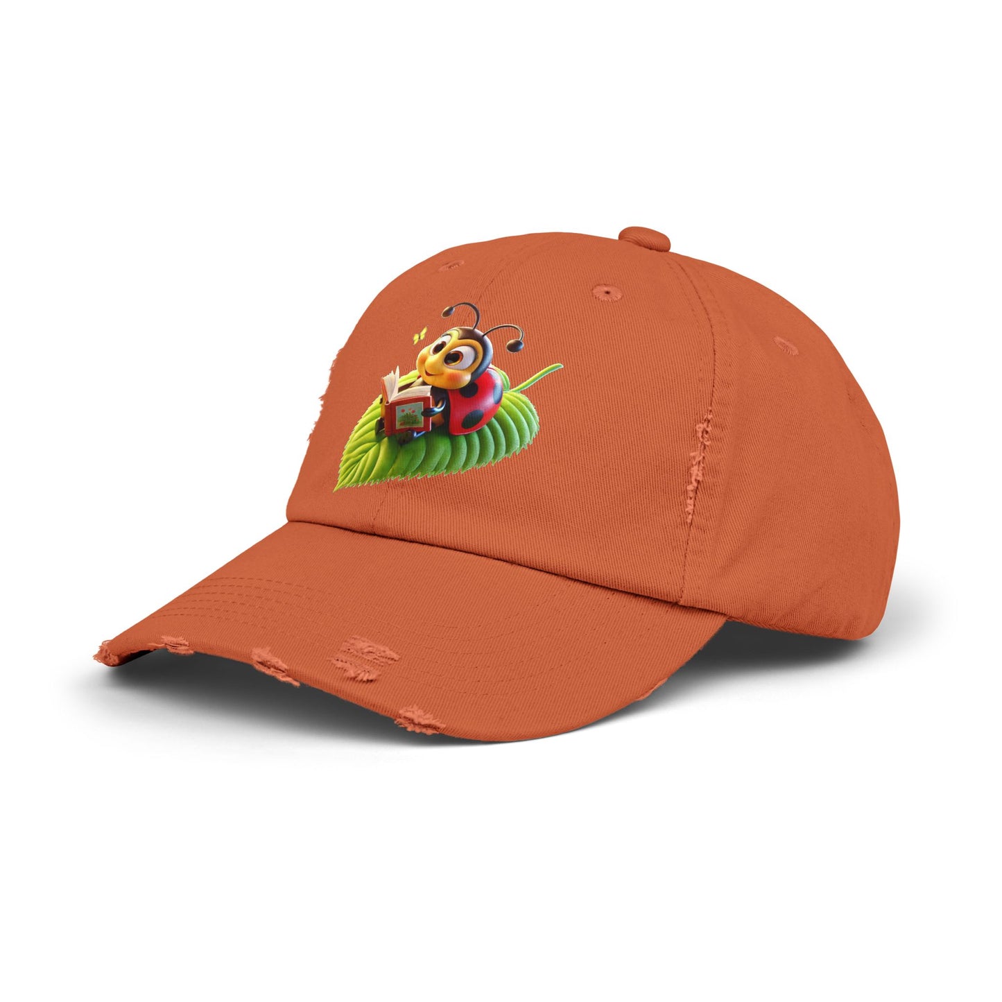 The Ladybug Reading Her Book Distressed Cap - Unisex