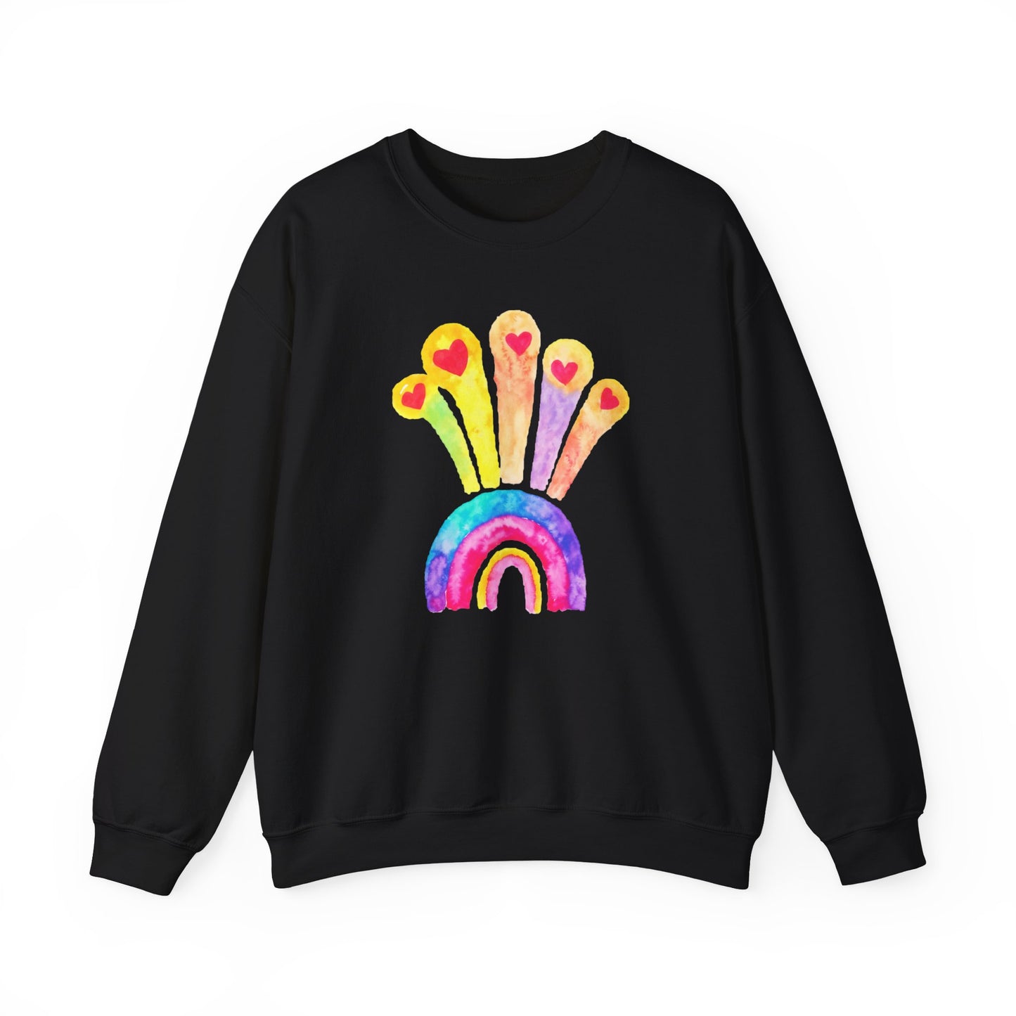 Kids Drawing Rainbow and Hearts Unisex Heavy Blend™ Crewneck Sweatshirt