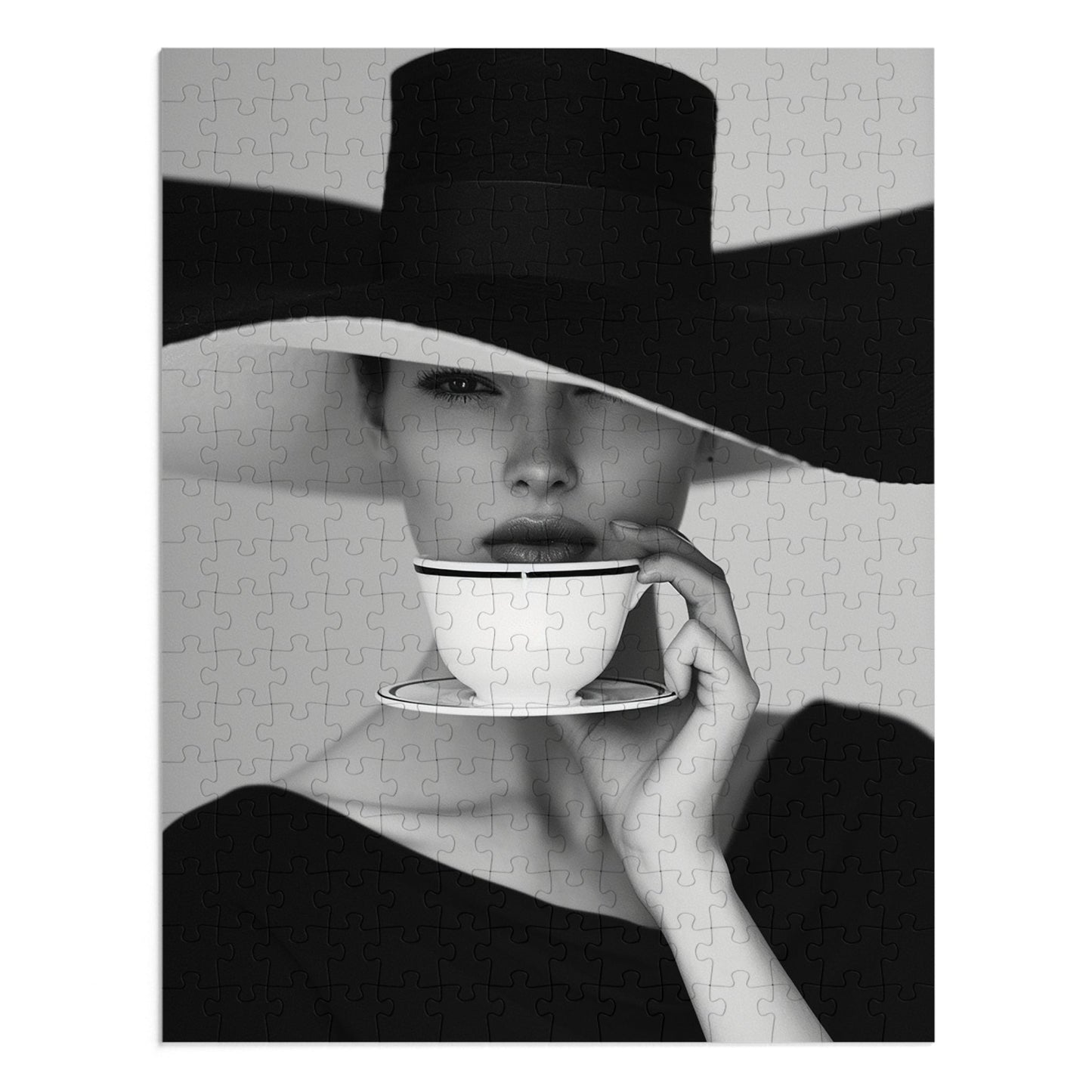 Black and White Sophisticated Lady Jigsaw Puzzle (30, 110, 252, 500,1000-Piece)