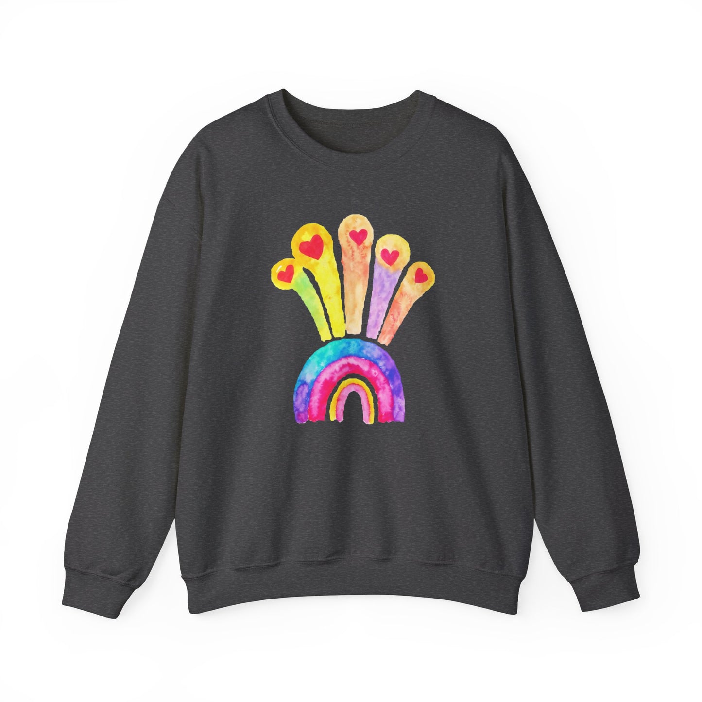 Kids Drawing Rainbow and Hearts Unisex Heavy Blend™ Crewneck Sweatshirt