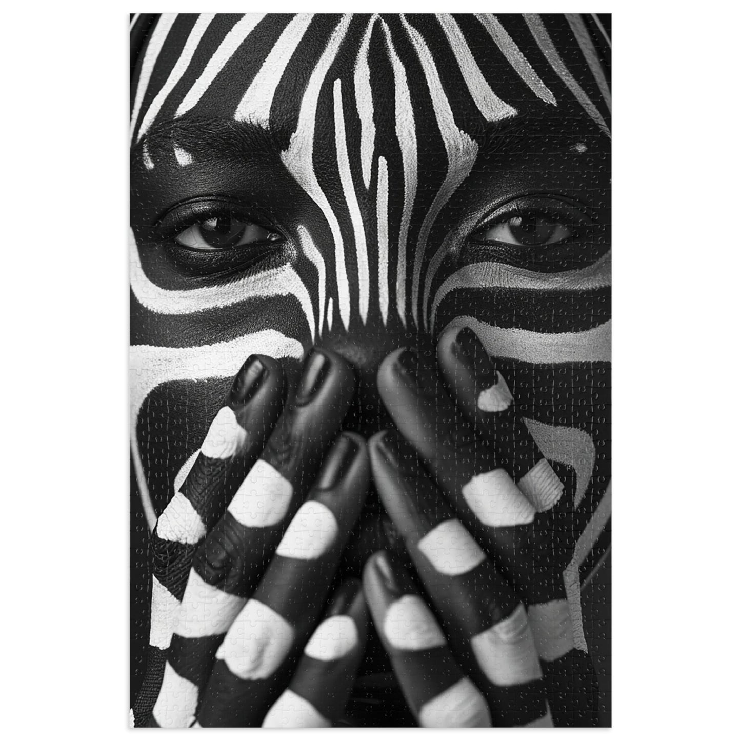 Black and White Zebra Painted Woman Jigsaw Puzzle (30, 110, 252, 500,1000-Piece)