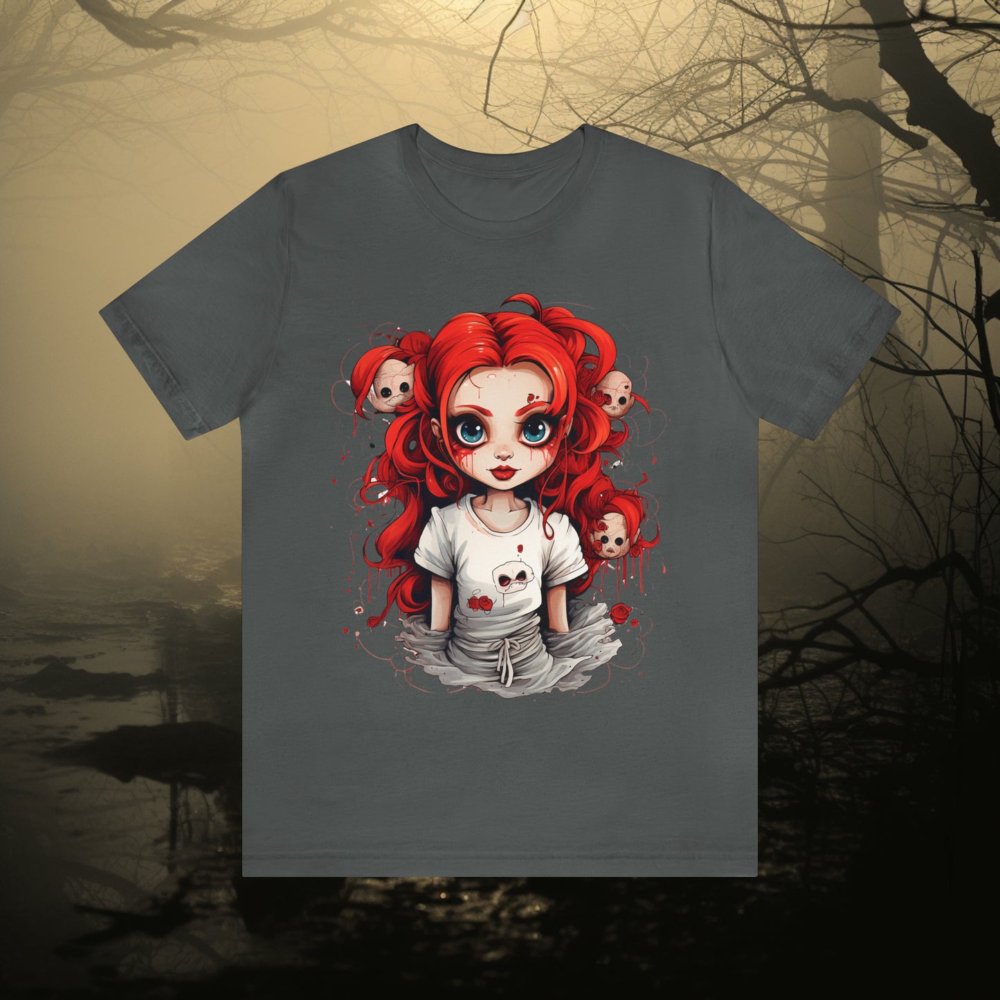Creepy Doll Halloween Unisex Jersey Short Sleeve Tee