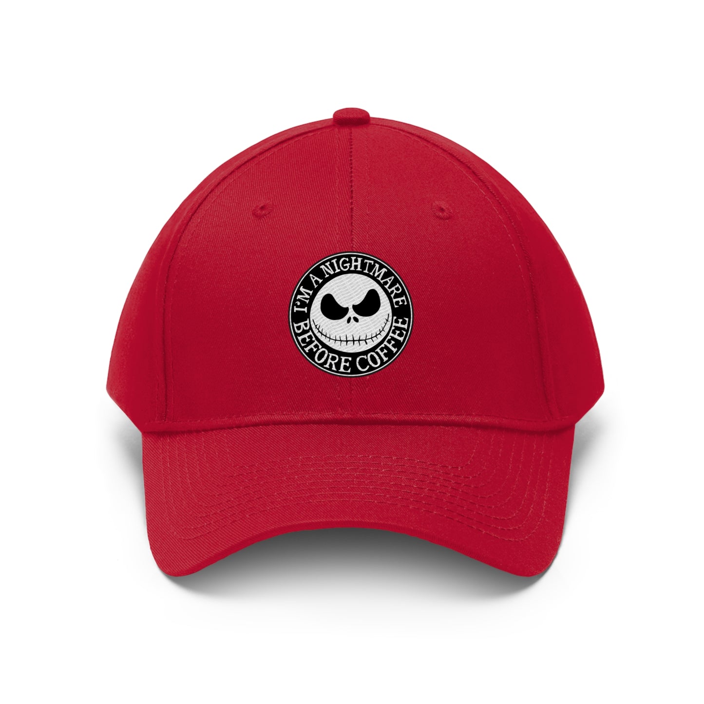 Nightmare Before Coffee Embroidery Unisex Twill Hat