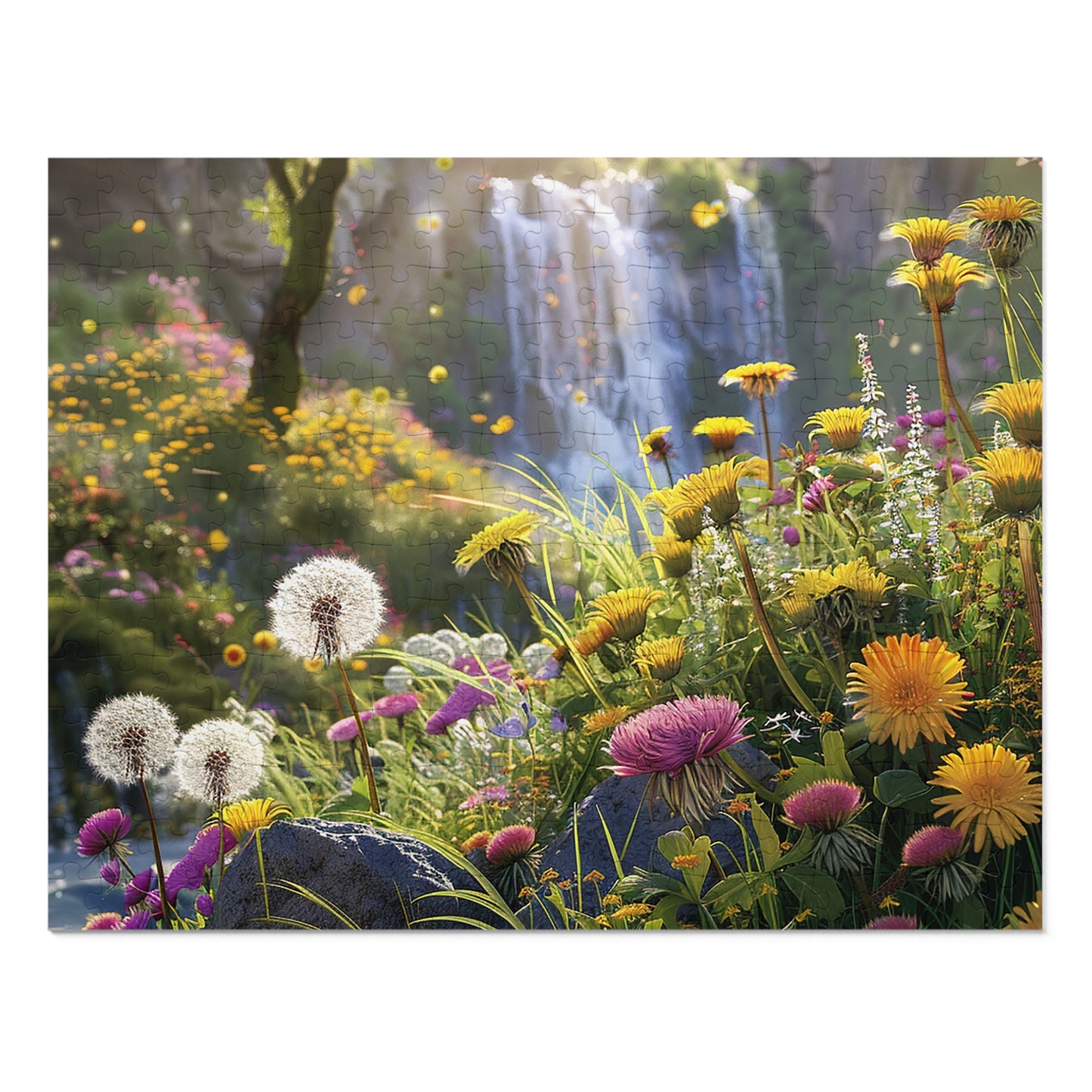 Dandelions by a Waterfall Jigsaw Puzzle (30, 110, 252, 500,1000-Piece)