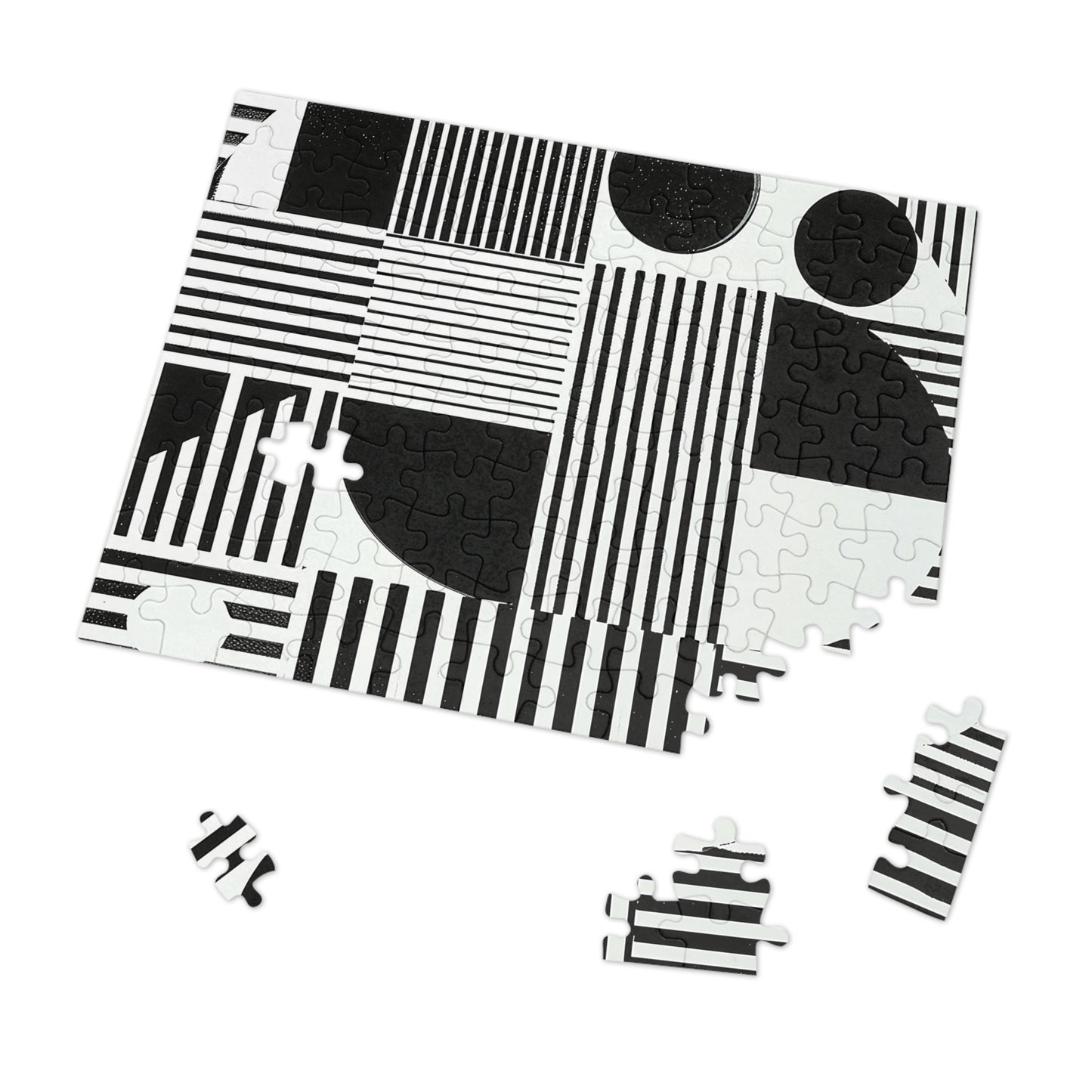 Black and White Geometric Design Jigsaw Puzzle (30, 110, 252, 500,1000-Piece)