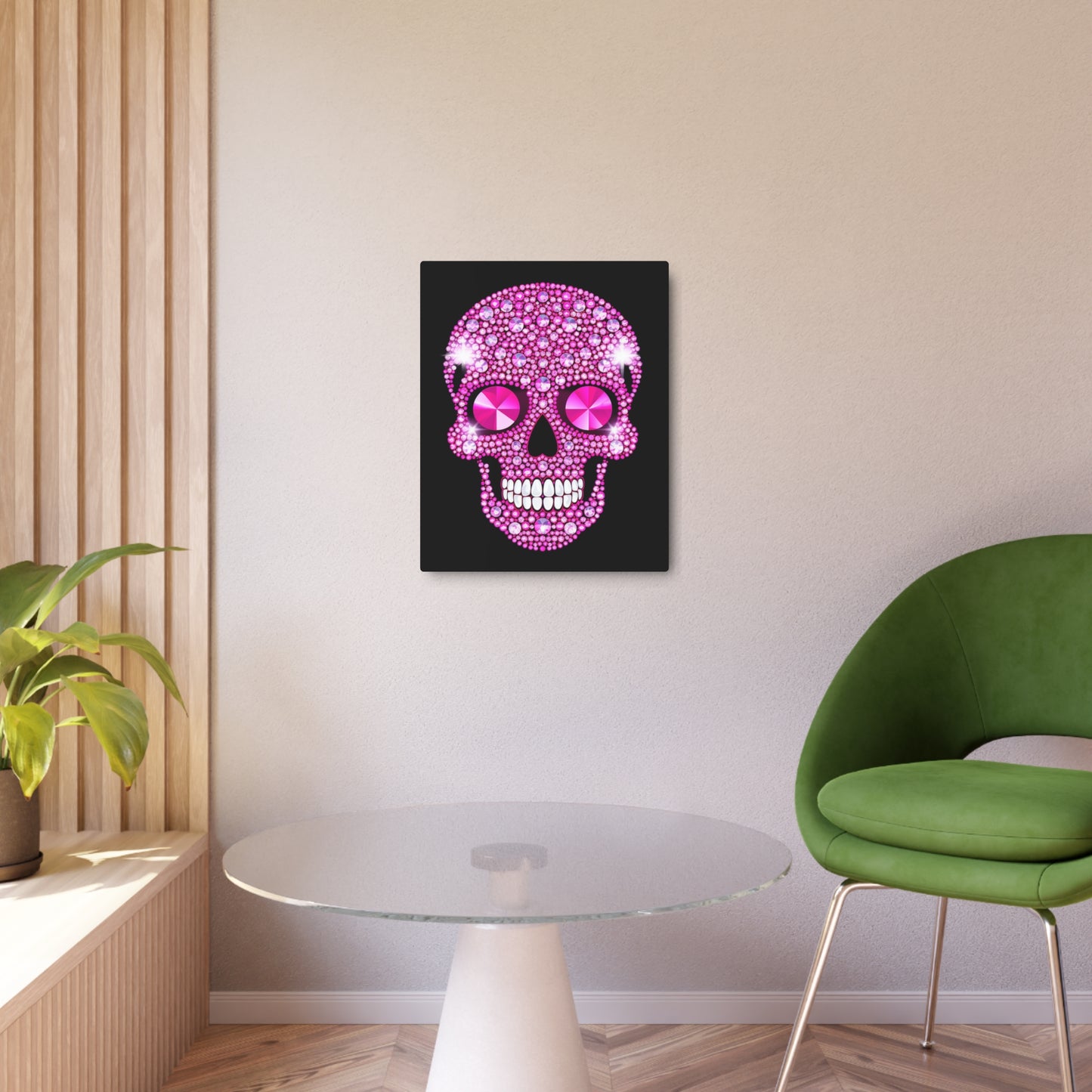Pink Skull Metal Art Sign