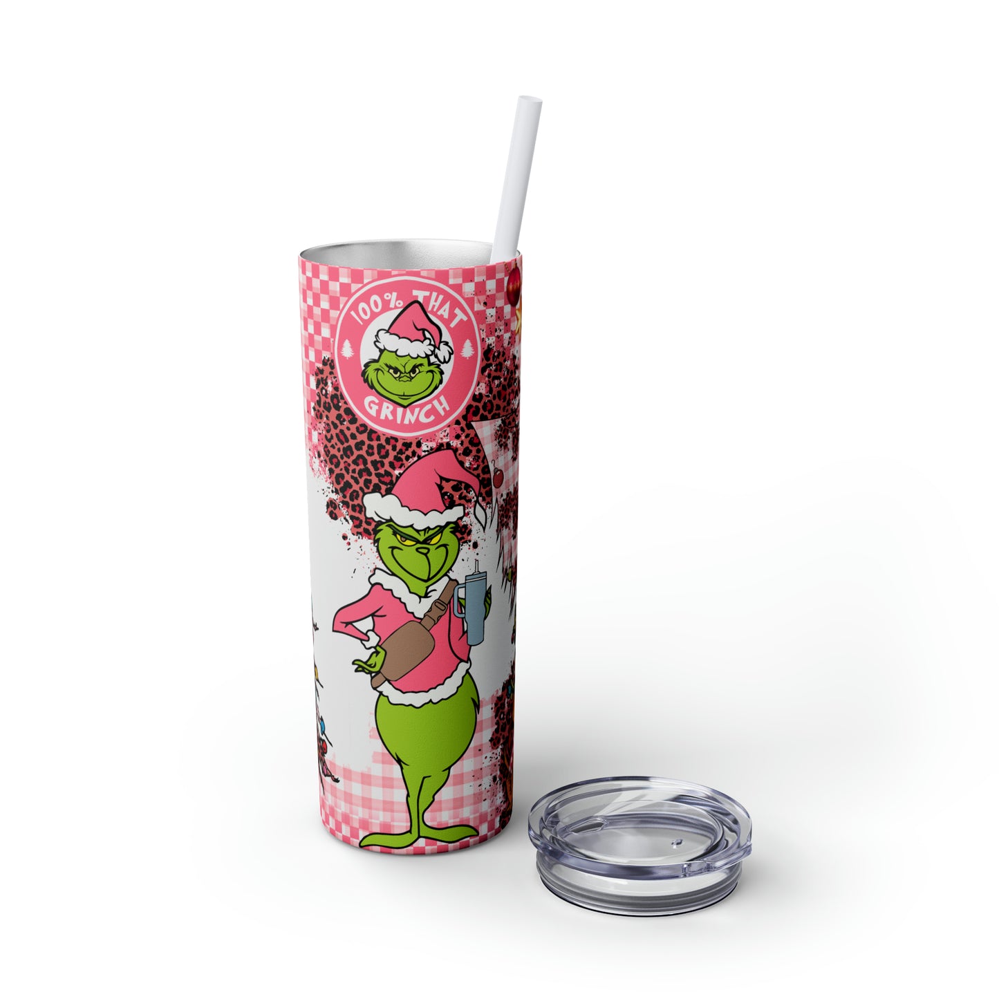 100% That Grinch! Skinny Tumbler with Straw, 20oz