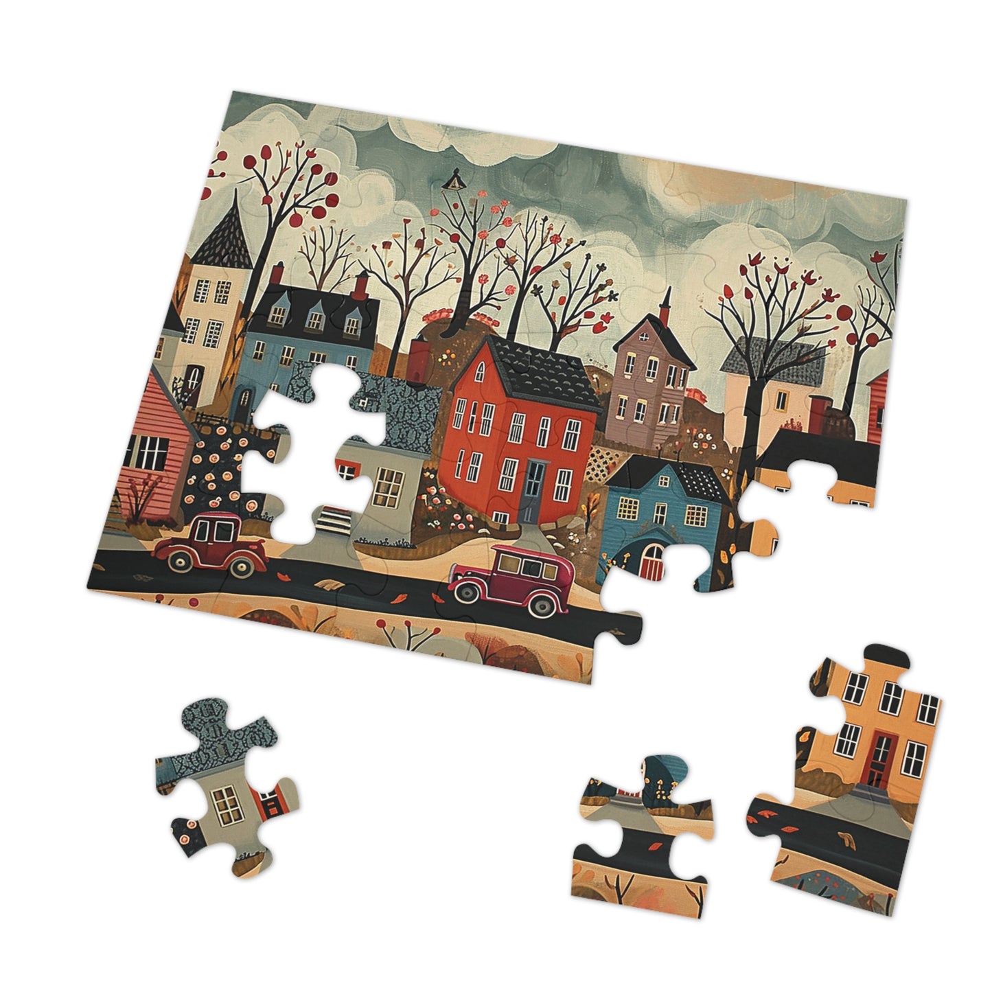 1930s Americana Village Jigsaw Puzzle (30, 110, 252, 500,1000-Piece)