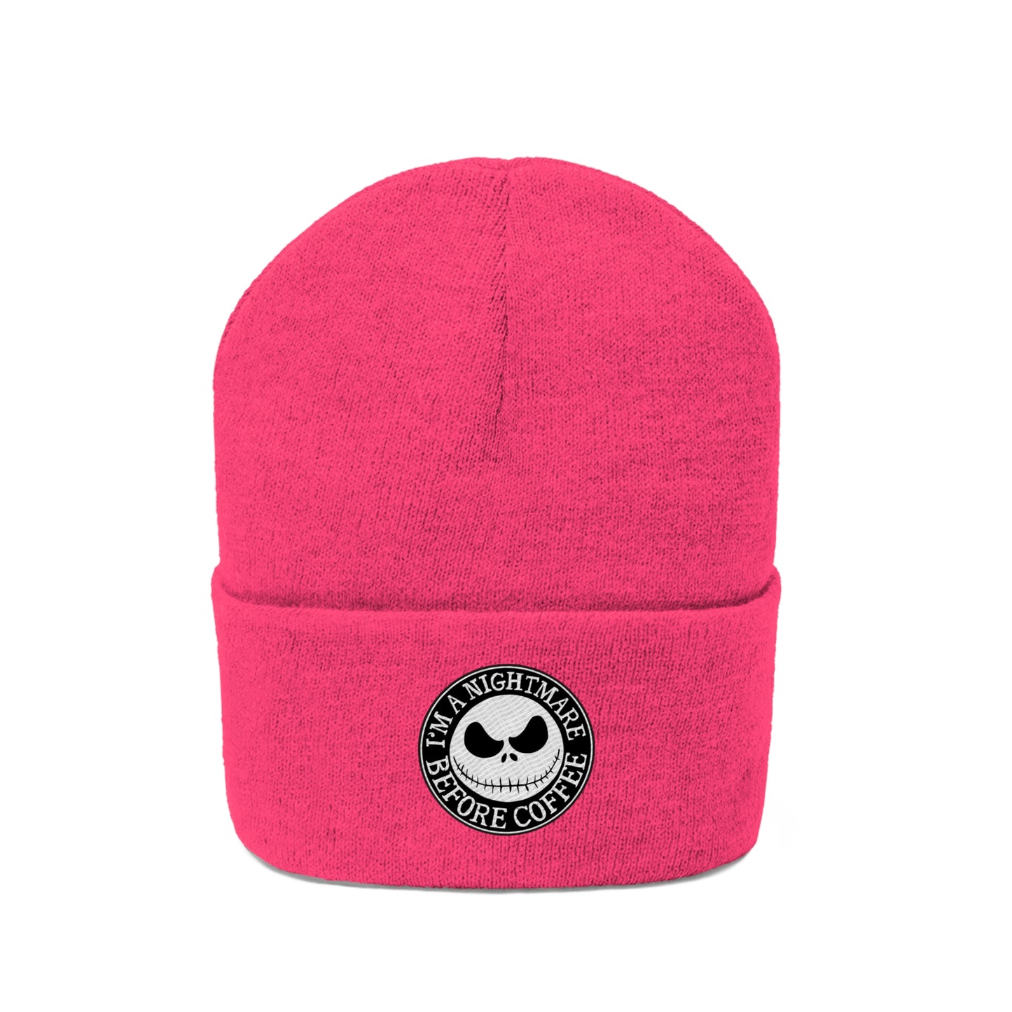 Nightmare Before Coffee Embroidery Knit Beanie