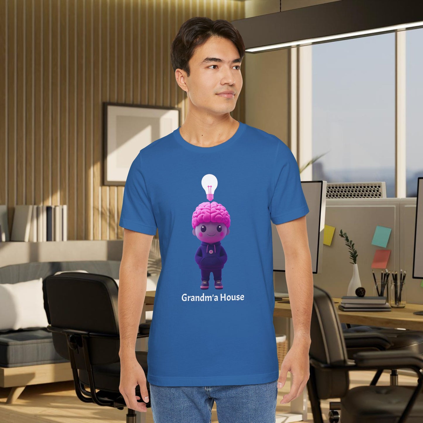 Grandma's House Brain with Light Bulb Design - Unisex Jersey Tee