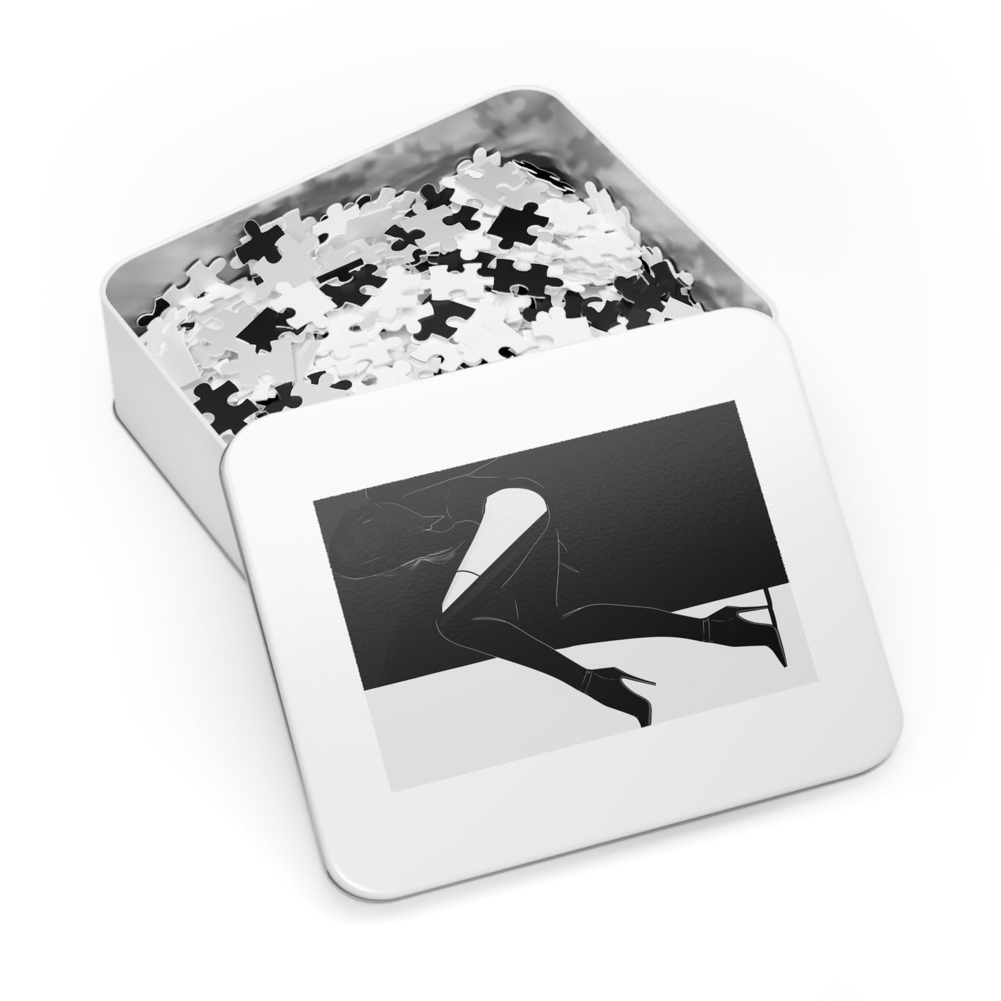 Black and White Female Fashion Jigsaw Puzzle (30, 110, 252, 500,1000-Piece)