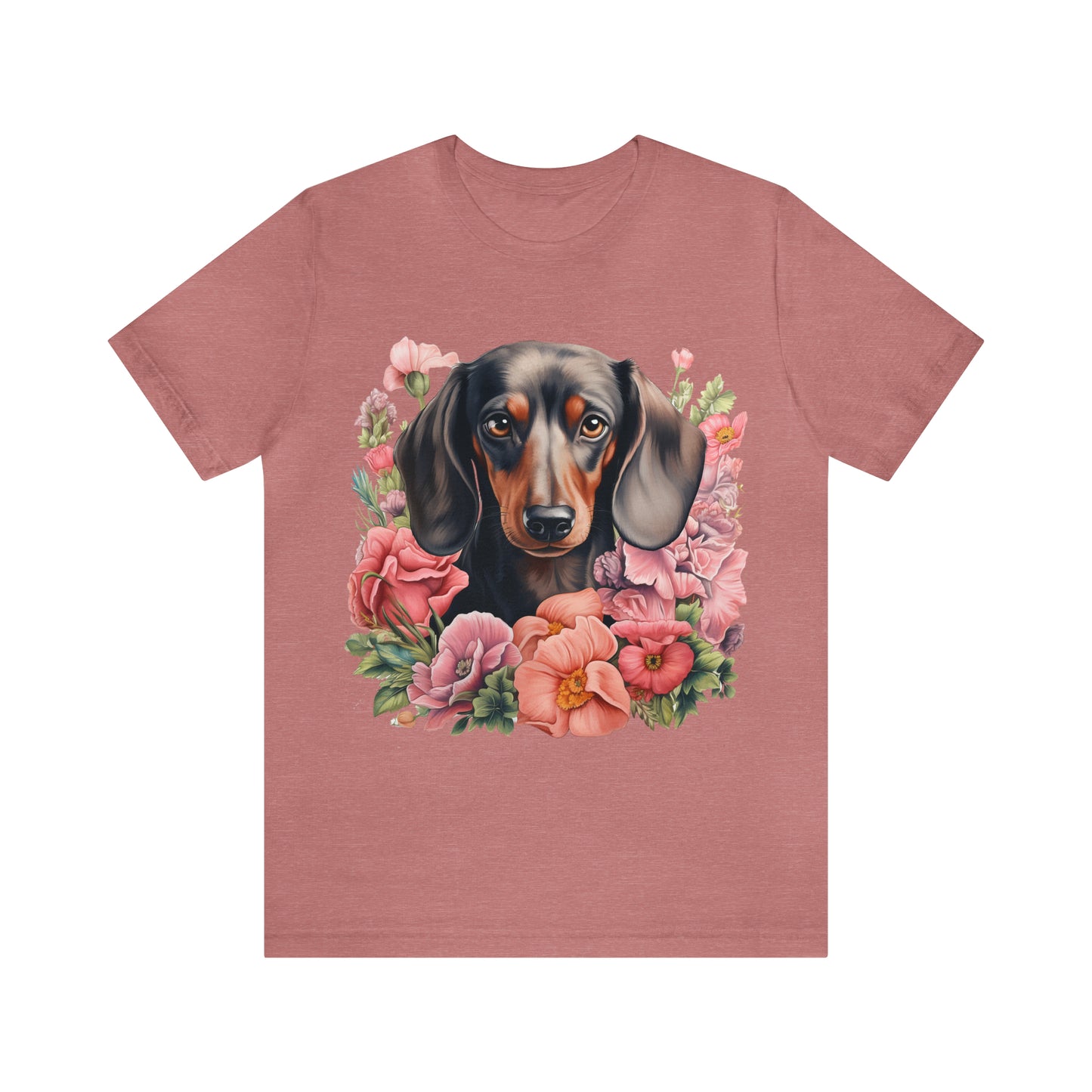 Dachshund in Flowers Unisex Jersey Short Sleeve Tee
