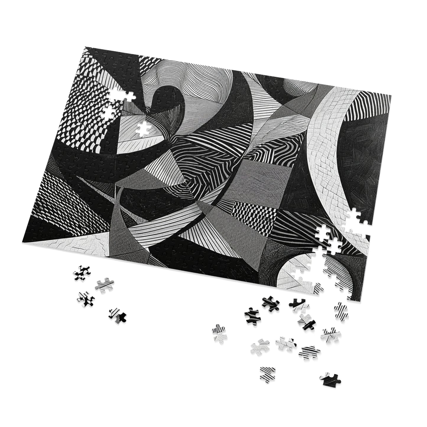 Black and White Abstract Pattern Jigsaw Puzzle (30, 110, 252, 500,1000-Piece)