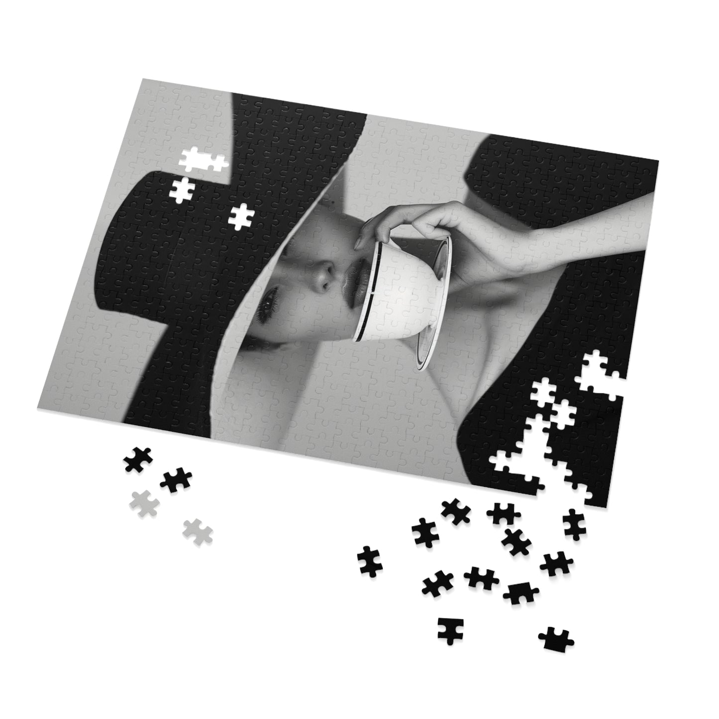 Black and White Sophisticated Lady Jigsaw Puzzle (30, 110, 252, 500,1000-Piece)