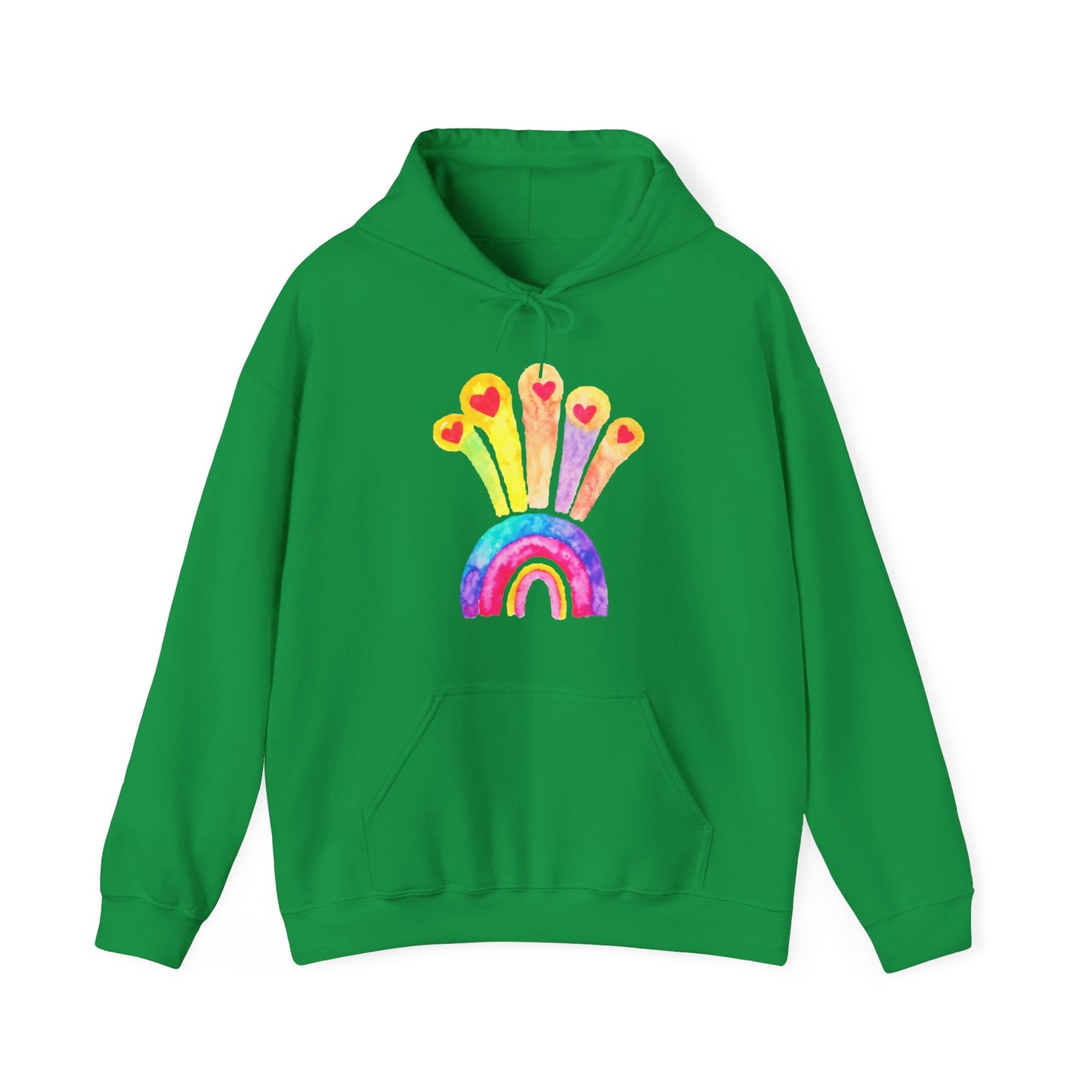 Kids Drawing Rainbow and Hearts Unisex Heavy Blend™ Hooded Sweatshirt