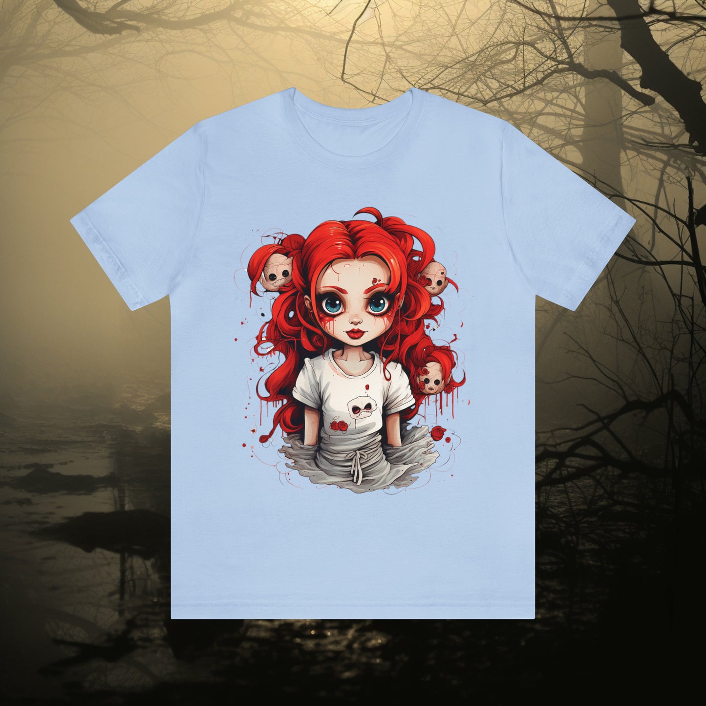 Creepy Doll Halloween Unisex Jersey Short Sleeve Tee