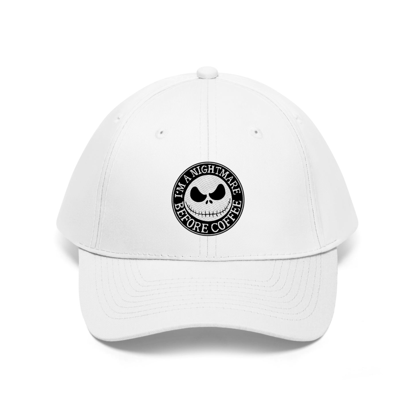 Nightmare Before Coffee Embroidery Unisex Twill Hat