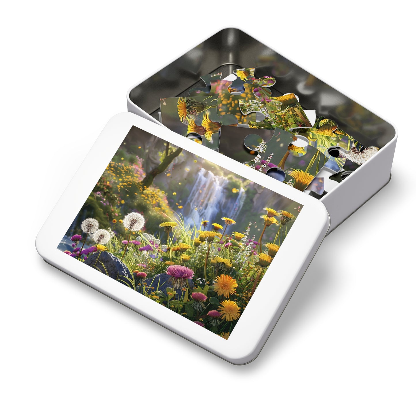 Dandelions by a Waterfall Jigsaw Puzzle (30, 110, 252, 500,1000-Piece)