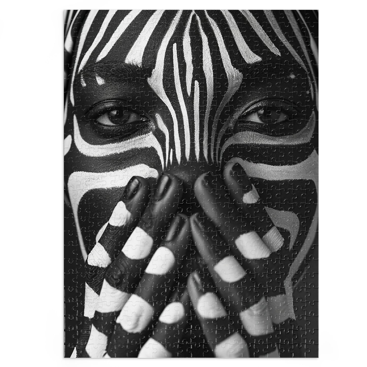 Black and White Zebra Painted Woman Jigsaw Puzzle (30, 110, 252, 500,1000-Piece)