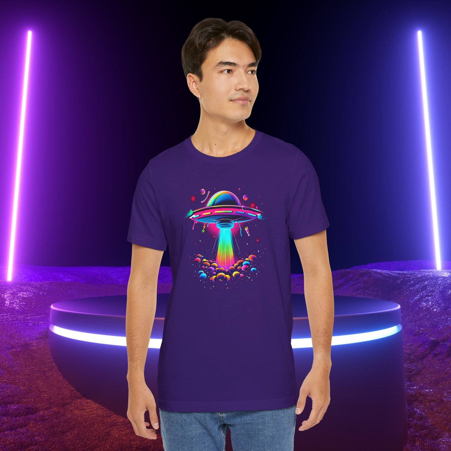 Neon Spaceship Unisex Jersey Short Sleeve Tee