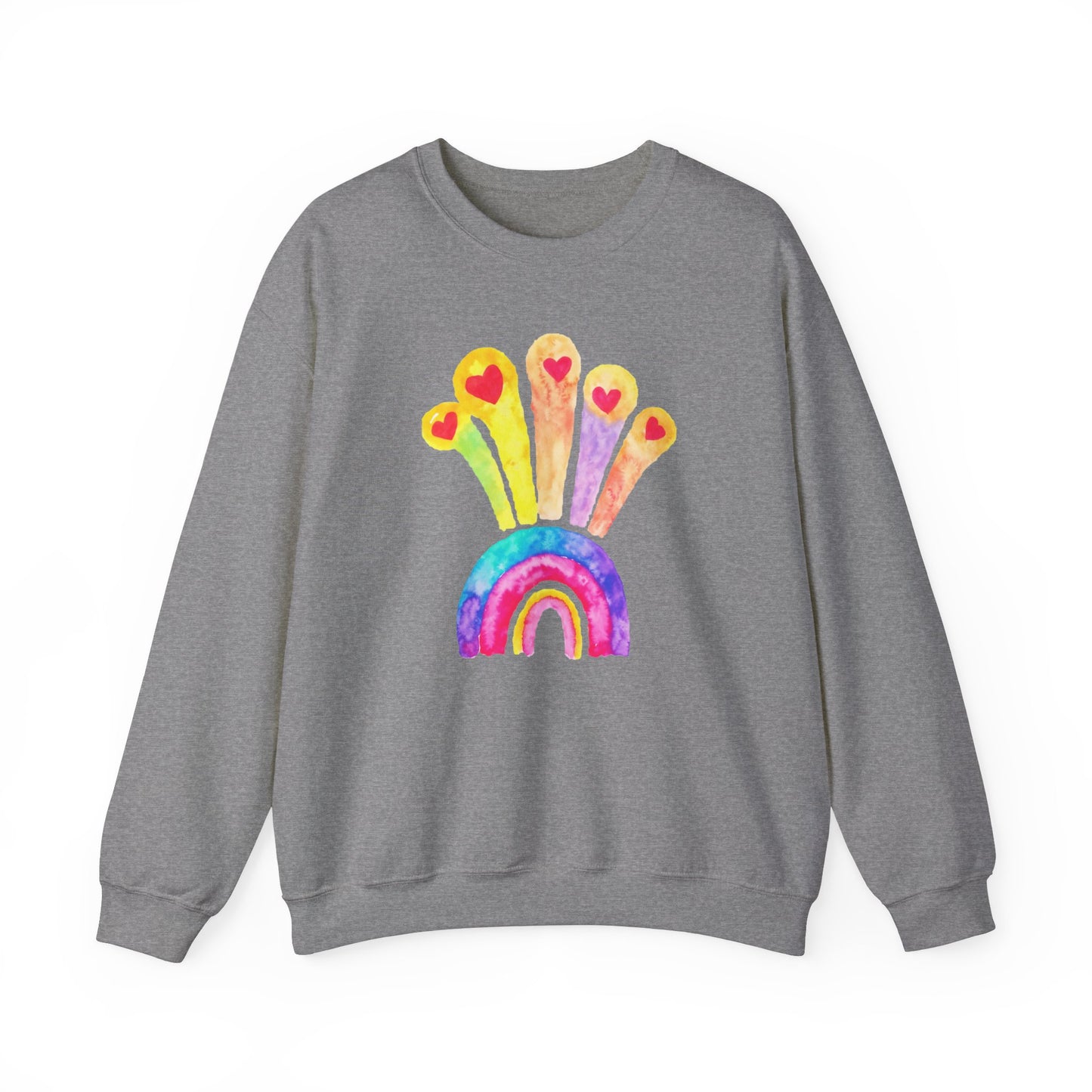 Kids Drawing Rainbow and Hearts Unisex Heavy Blend™ Crewneck Sweatshirt