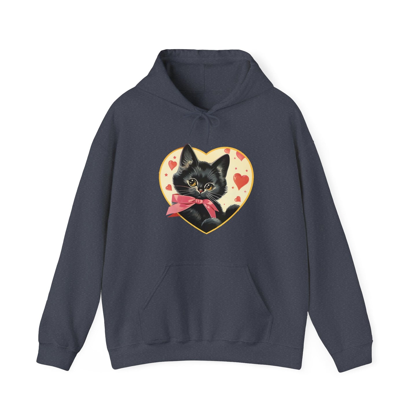 Retro Valentine Kitty Cat Unisex Heavy Blend™ Hooded Sweatshirt