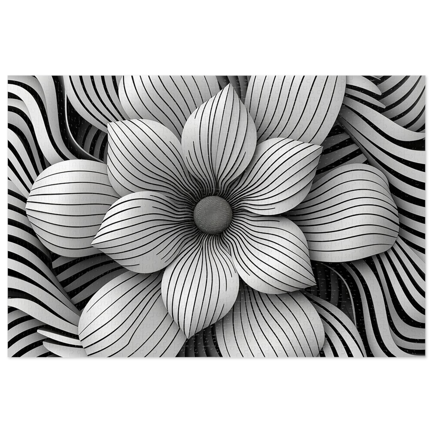 Black and White Flower Drawing Jigsaw Puzzle (30, 110, 252, 500,1000-Piece)