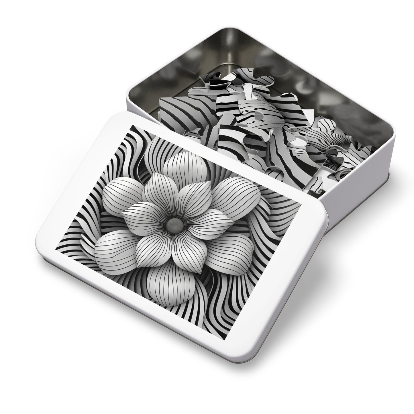 Black and White Flower Drawing Jigsaw Puzzle (30, 110, 252, 500,1000-Piece)