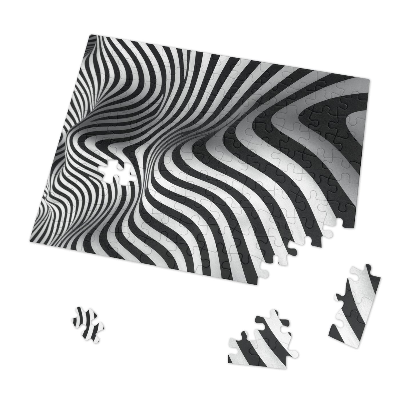 Black and White Wave Pattern Jigsaw Puzzle (30, 110, 252, 500,1000-Piece)