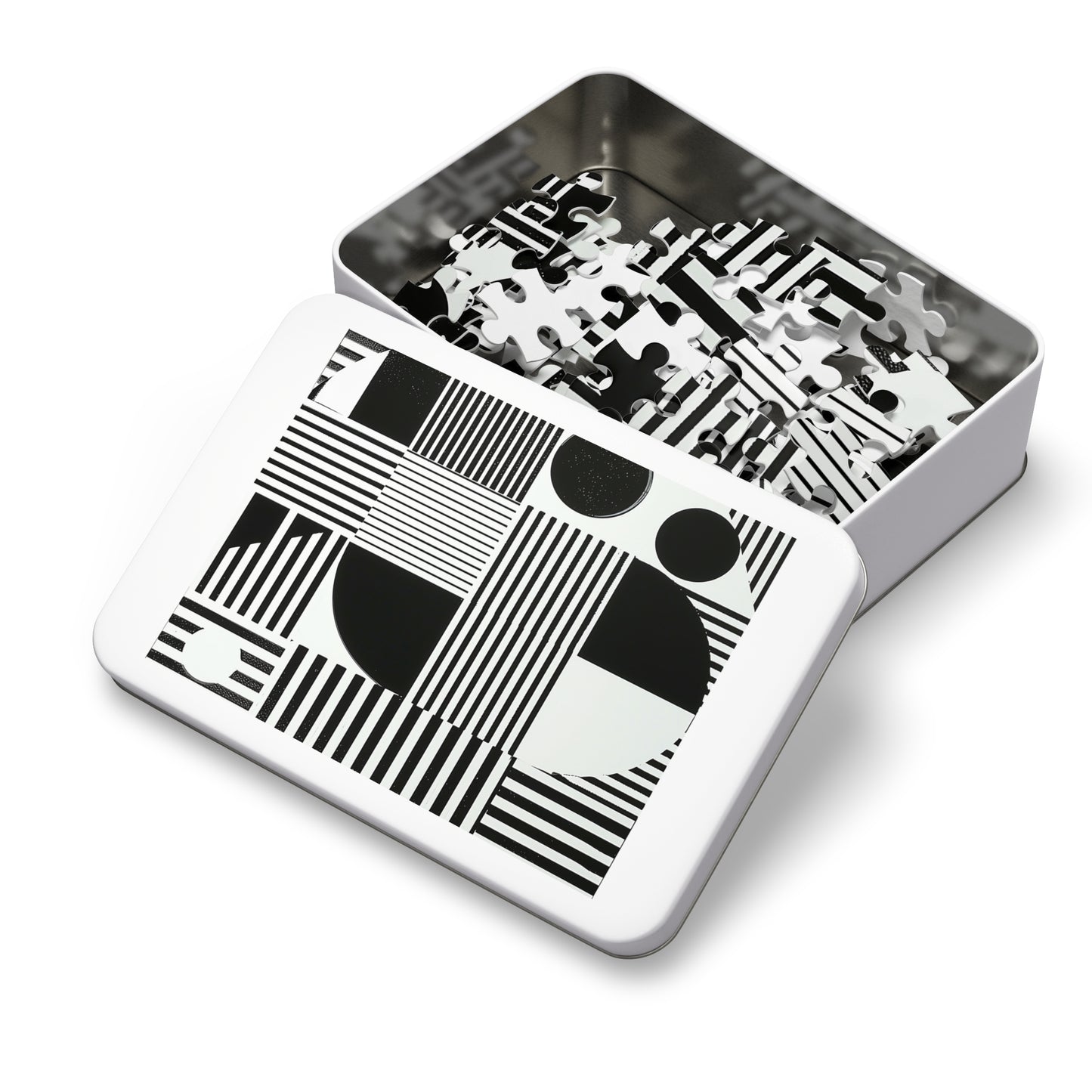 Black and White Geometric Design Jigsaw Puzzle (30, 110, 252, 500,1000-Piece)