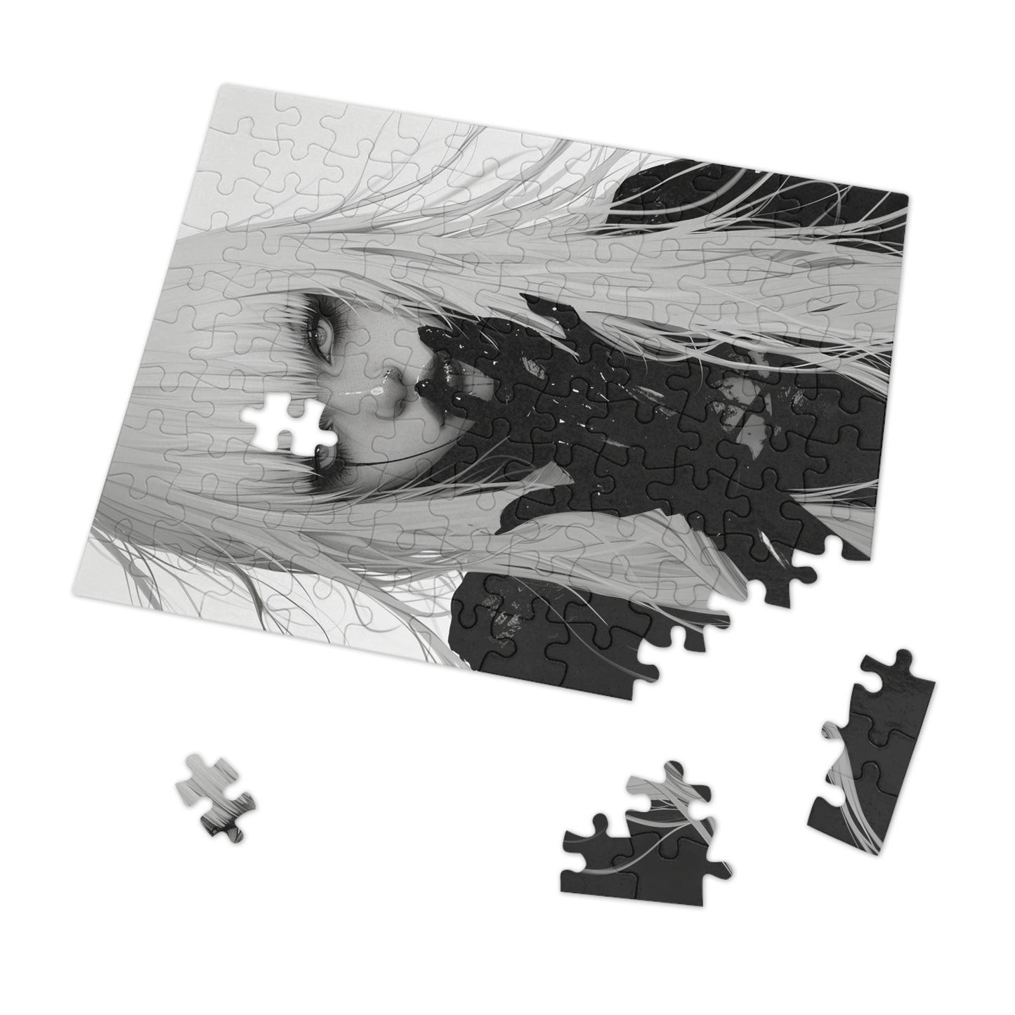 Black and White Anime Female Jigsaw Puzzle (30, 110, 252, 500,1000-Piece)