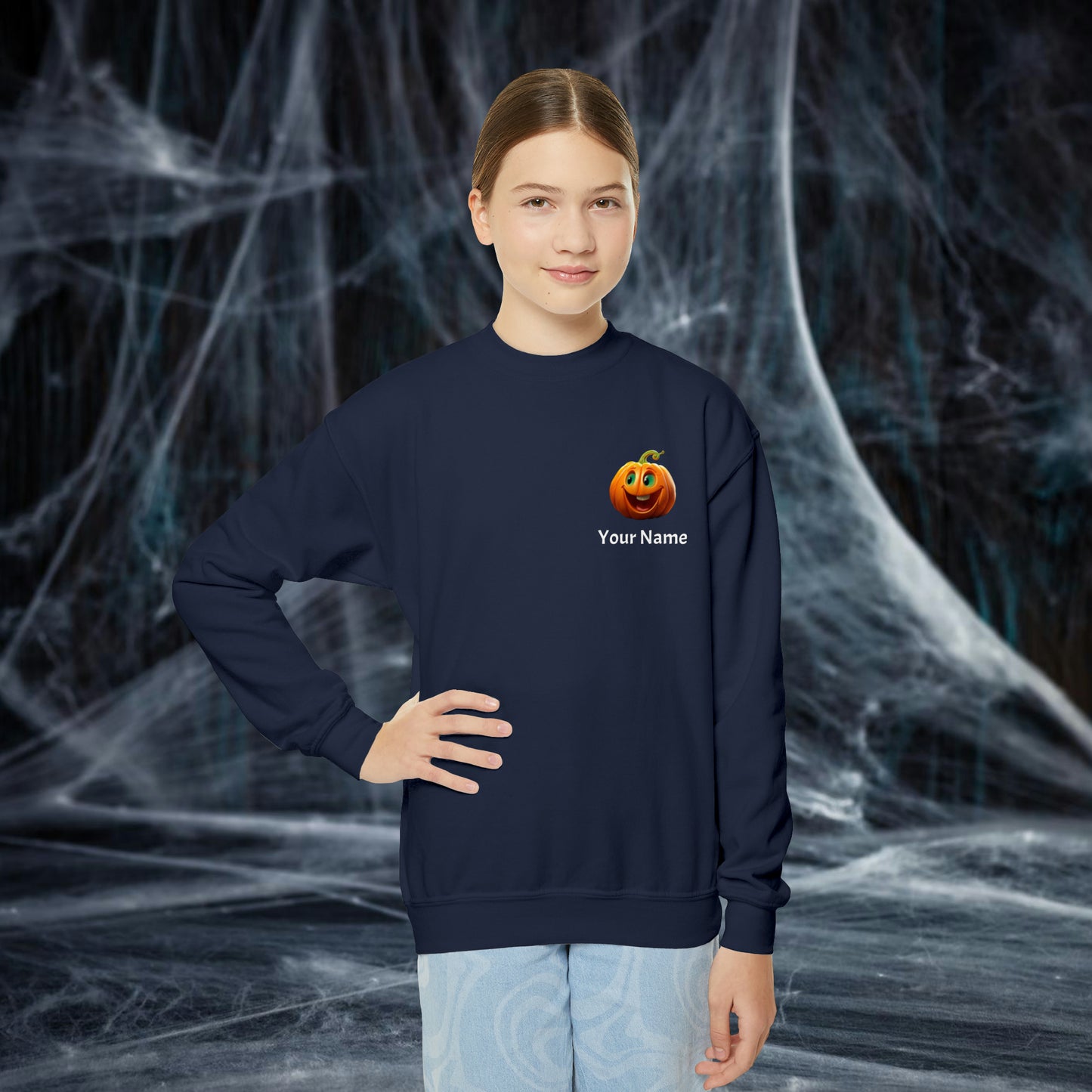 PERSONALIZED Double Sided Print, Halloween Sweatshirt for Kids, Halloween Sweatshirt, Funny Halloween, Youth Crewneck Sweatshirt