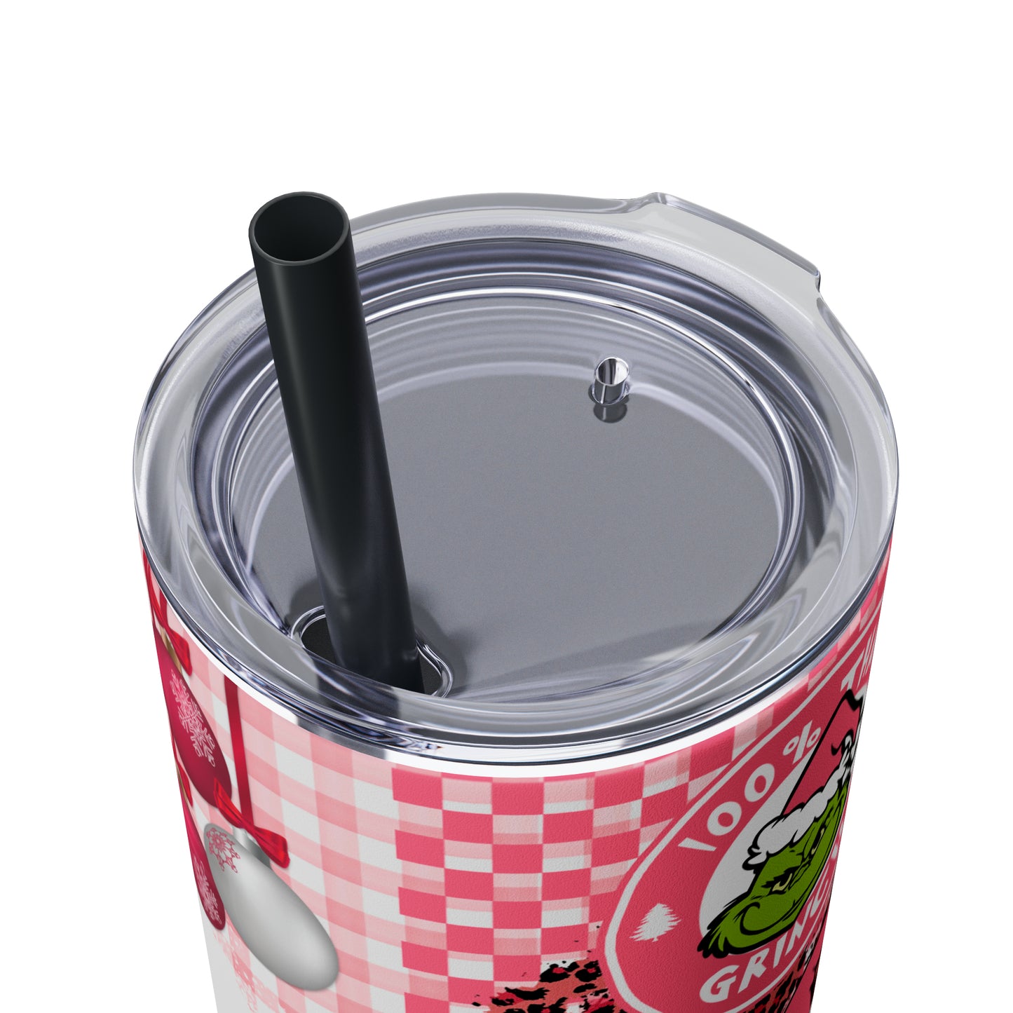 100% That Grinch! Skinny Tumbler with Straw, 20oz