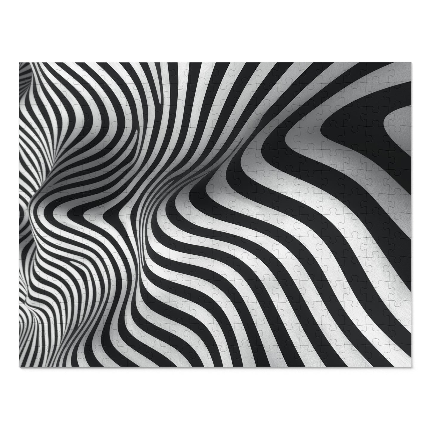 Black and White Wave Pattern Jigsaw Puzzle (30, 110, 252, 500,1000-Piece)