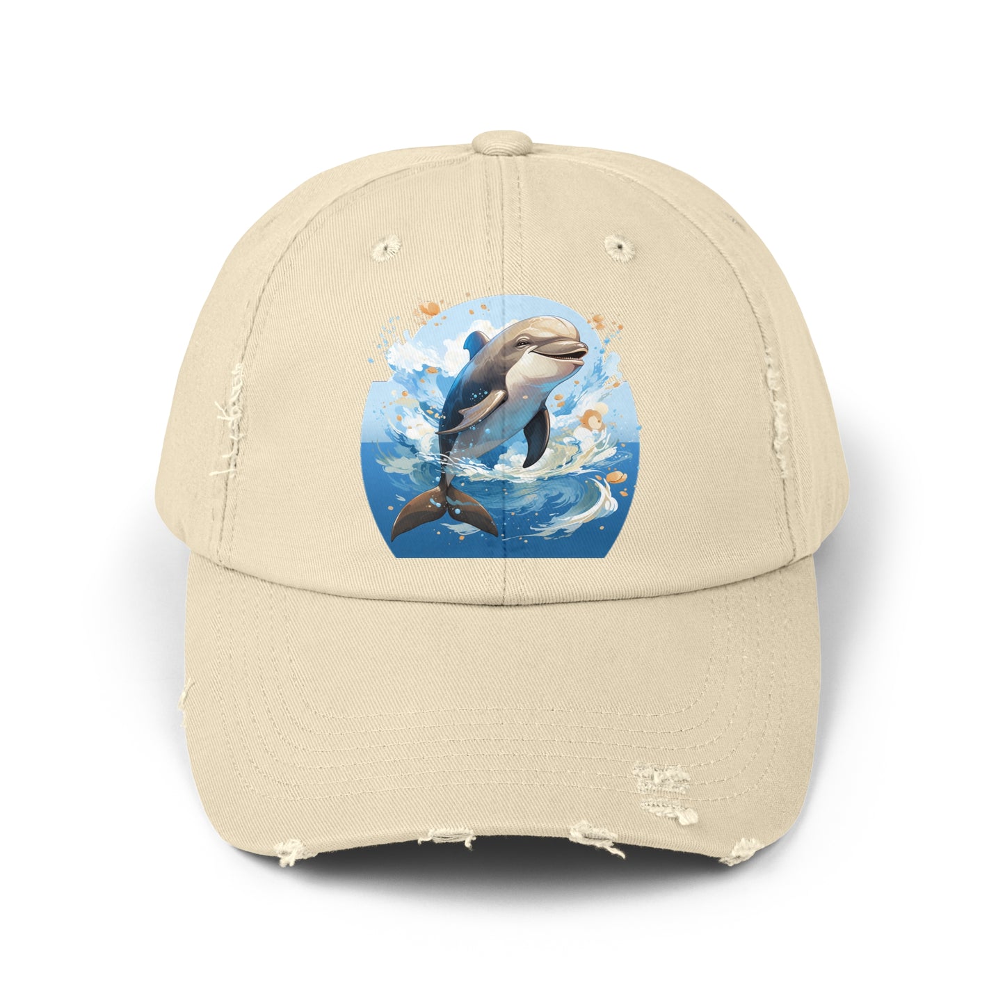 Happy Dolphin Distressed Cap
