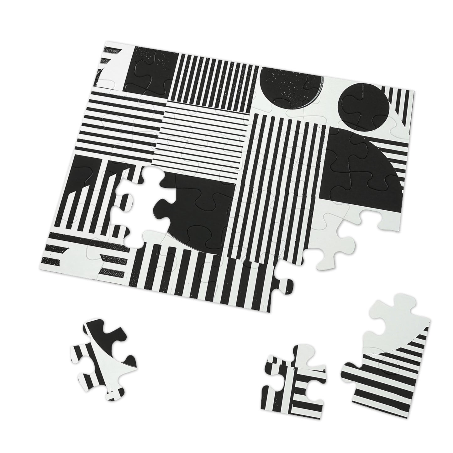 Black and White Geometric Design Jigsaw Puzzle (30, 110, 252, 500,1000-Piece)