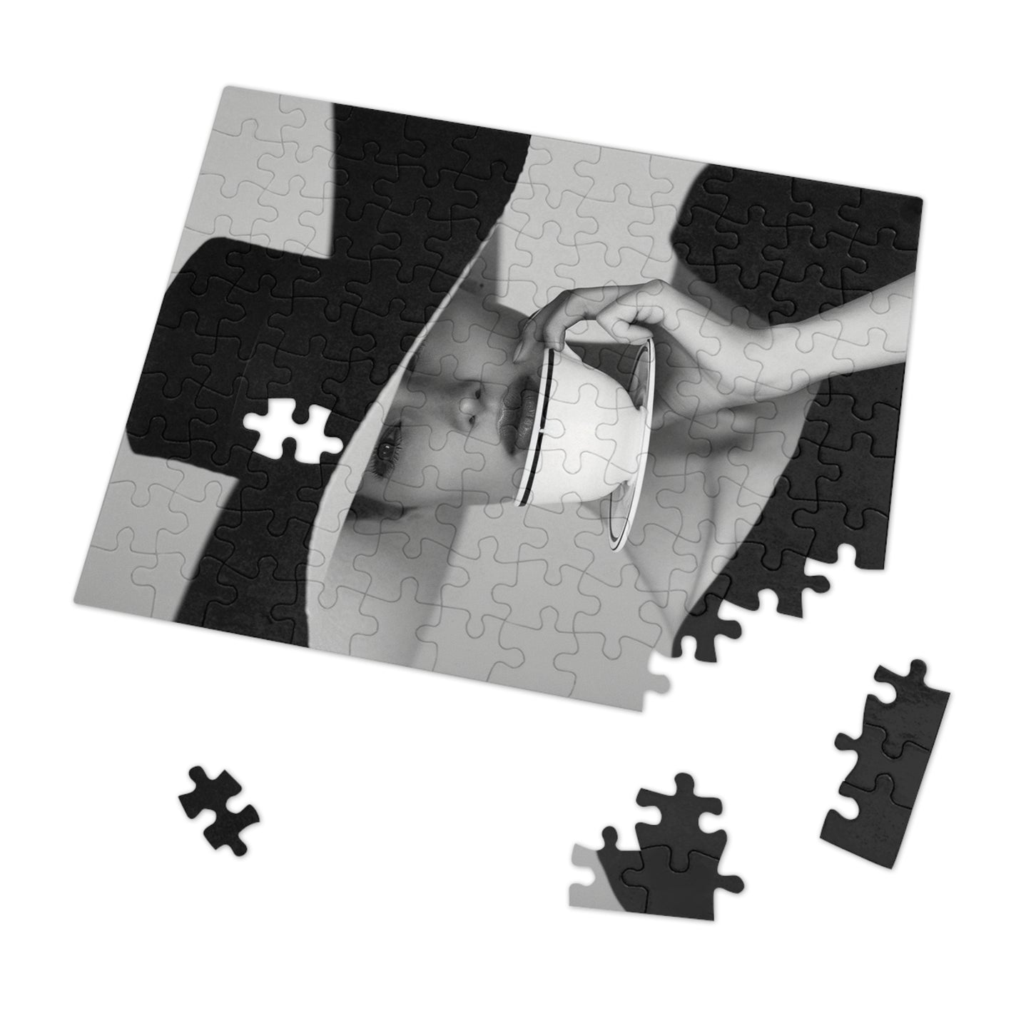 Black and White Sophisticated Lady Jigsaw Puzzle (30, 110, 252, 500,1000-Piece)