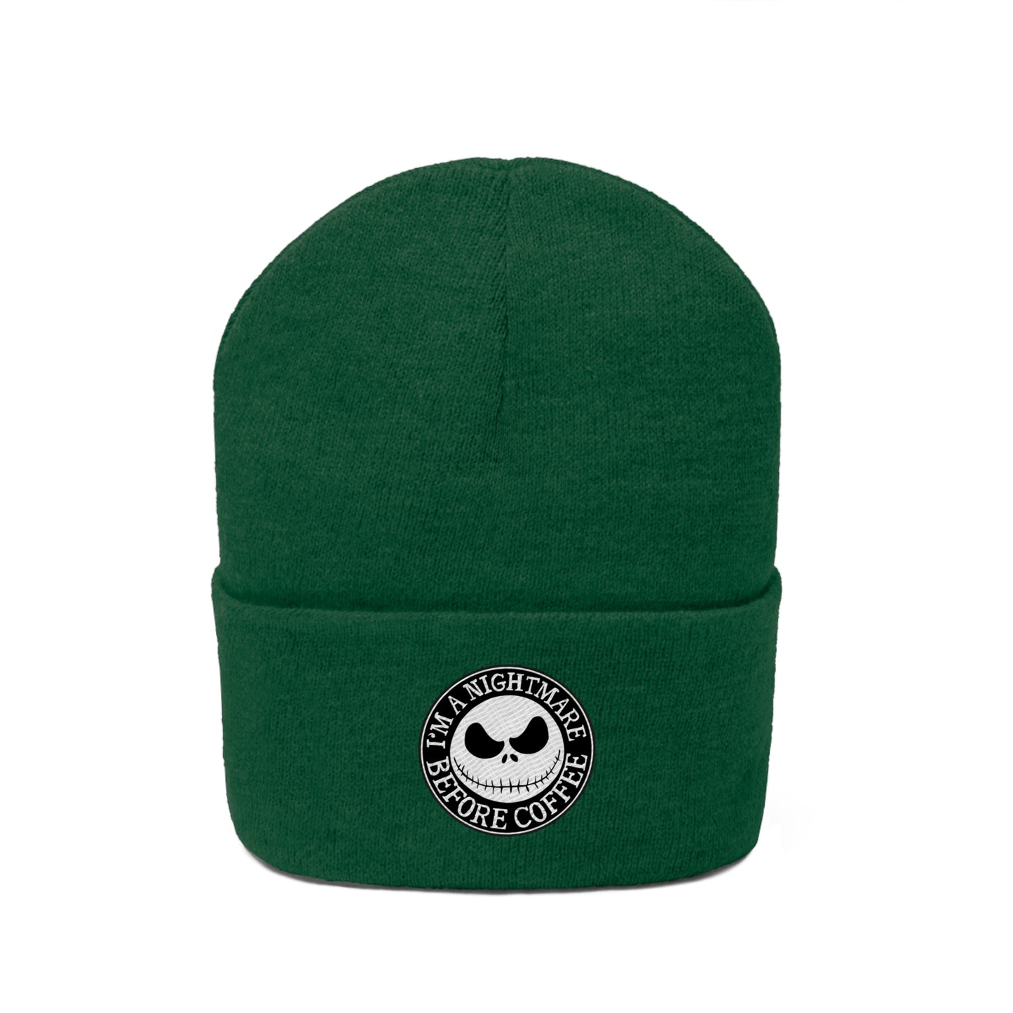 Nightmare Before Coffee Embroidery Knit Beanie