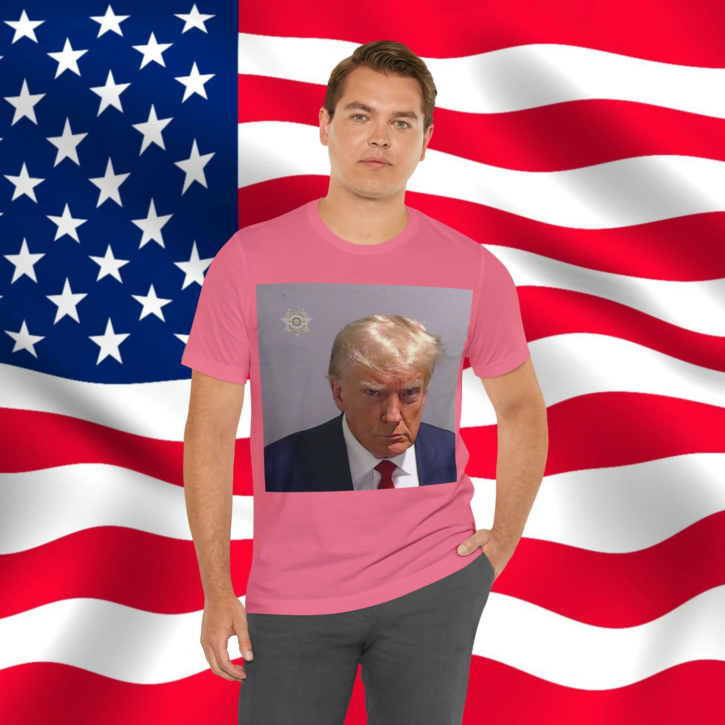 Trump Mug Shot Unisex Jersey Short Sleeve Tee